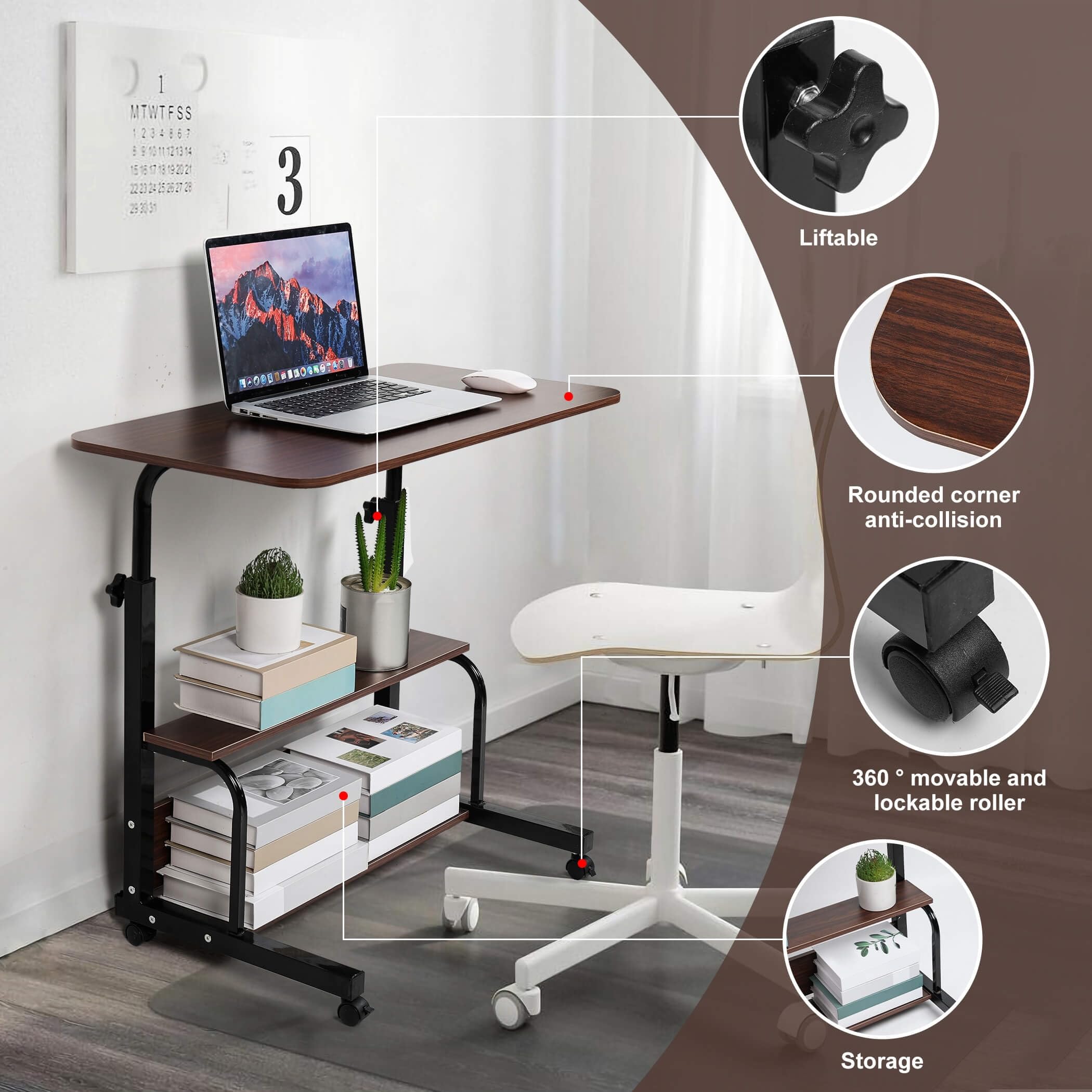 Laptop Table for Work from Home Adjustable Height Student Writing Desk ...