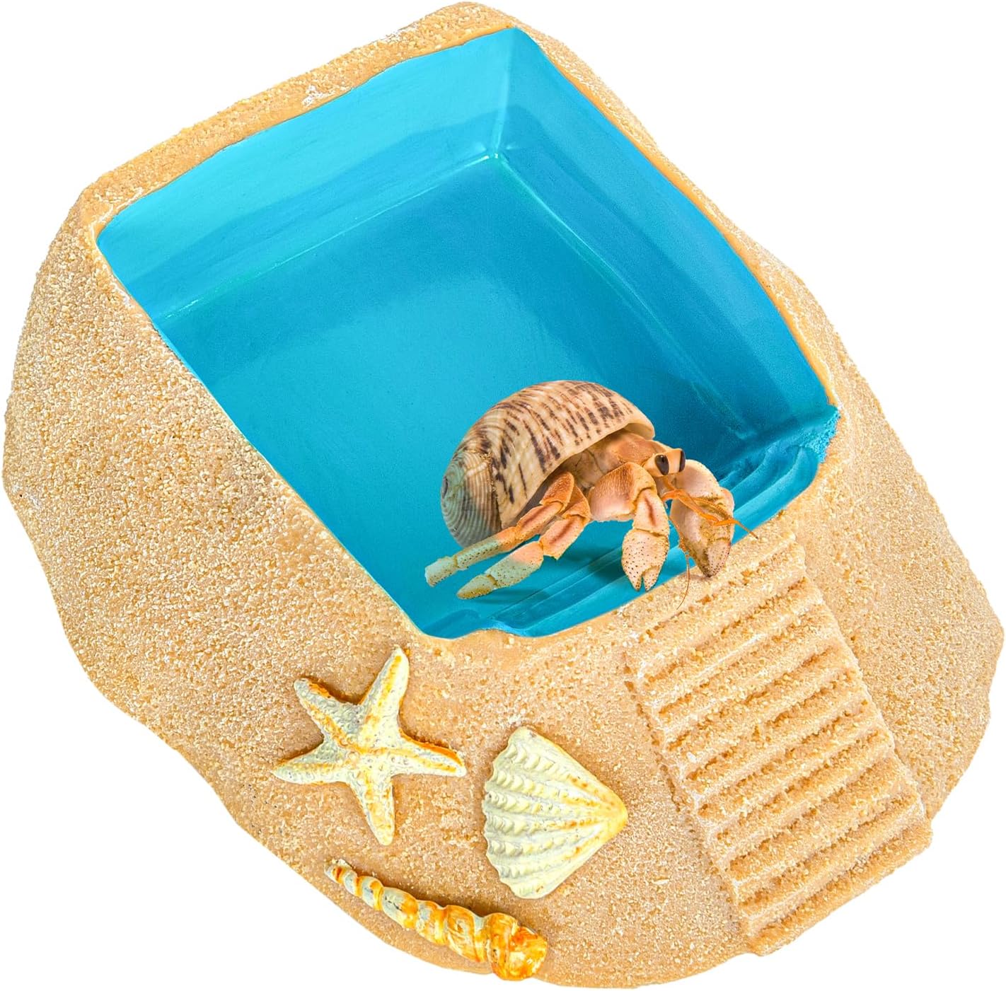 REPTIZOO Hermit Crab Water Bowl with Climbing Ramp, Resin