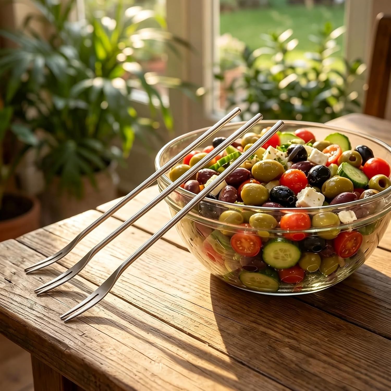 3 Pcs Pickle Fork, 8.6 Inches Long Handle Olive Fork 304 Stainless Steel Pickle Picker 2-Tine Cocktail Fork for Jar Dessert Appetizer Fruit Vegetables Salad