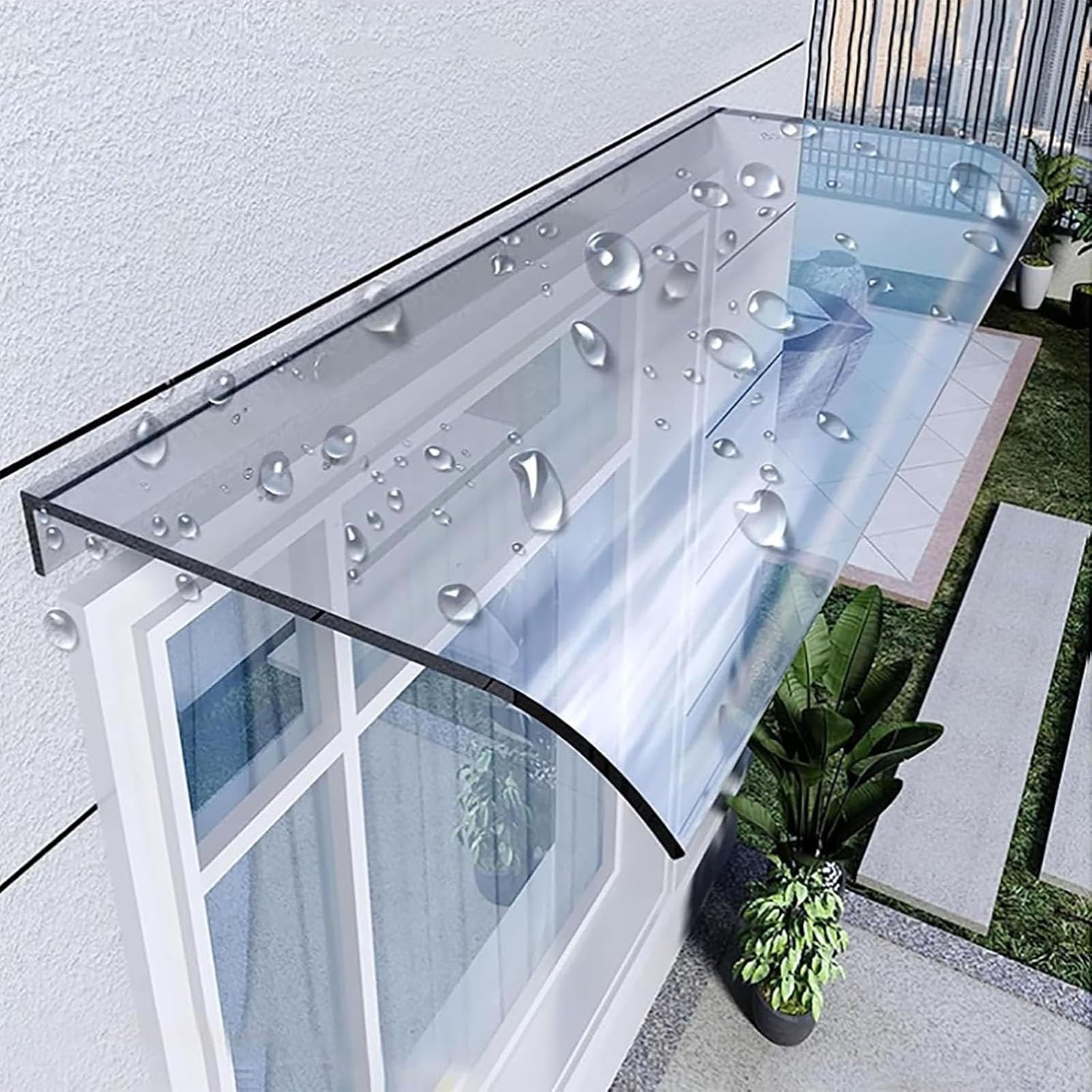 Cubierta transparente de policarbonato – 16 x 16 pulgadas para exteriores, refugio de lluvia y sol para patio, porche y terraza, protección UV y resistencia a la intemperie para todas las estaciones