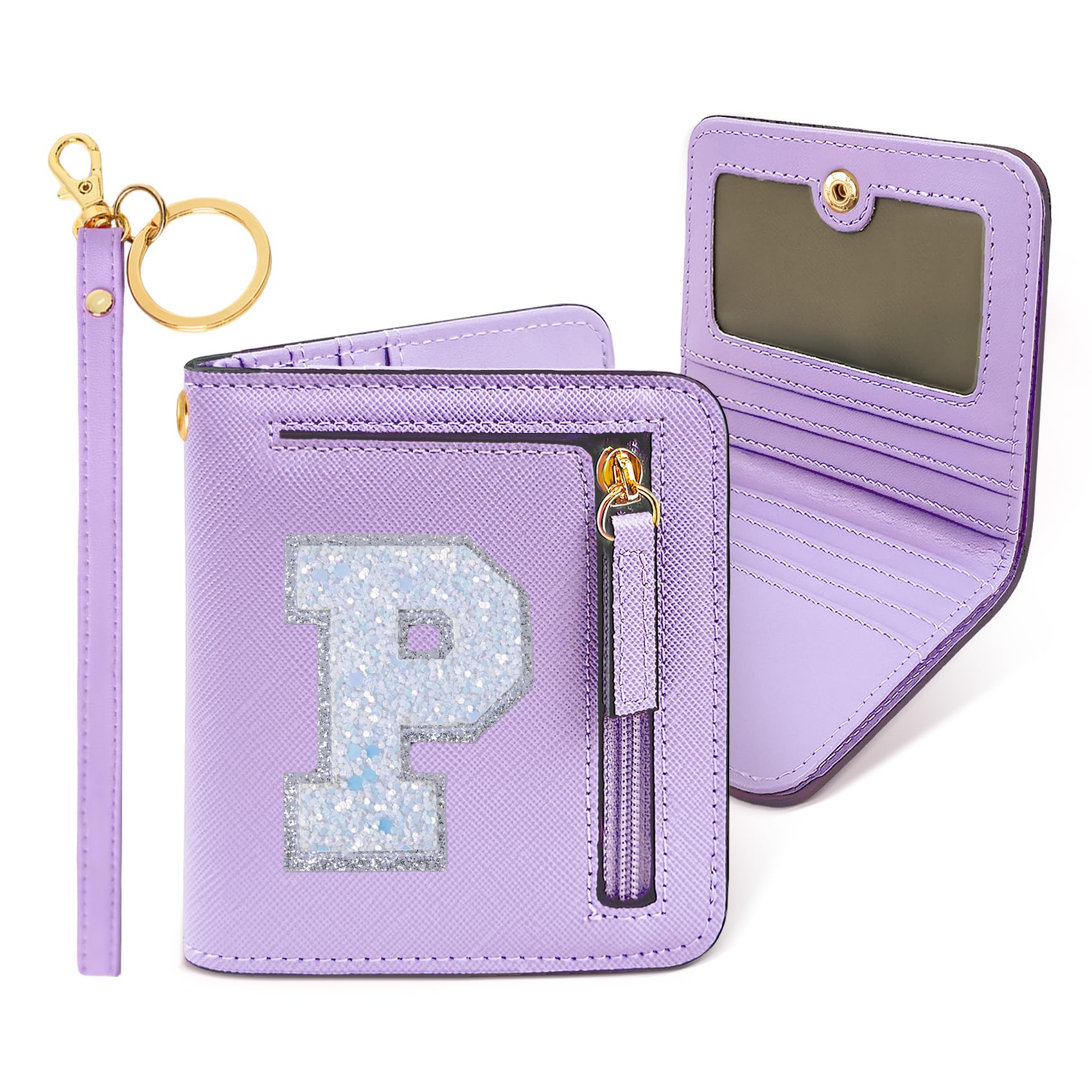 COSHAYSOO Mini Wallet with RFID Blocking Initial Monogrammed for Girls Birthday Valentines Easter Mothers Nurse Day Graduation Thanksgiving Appreciation Halloween Christmas New Year Gifts Letter P