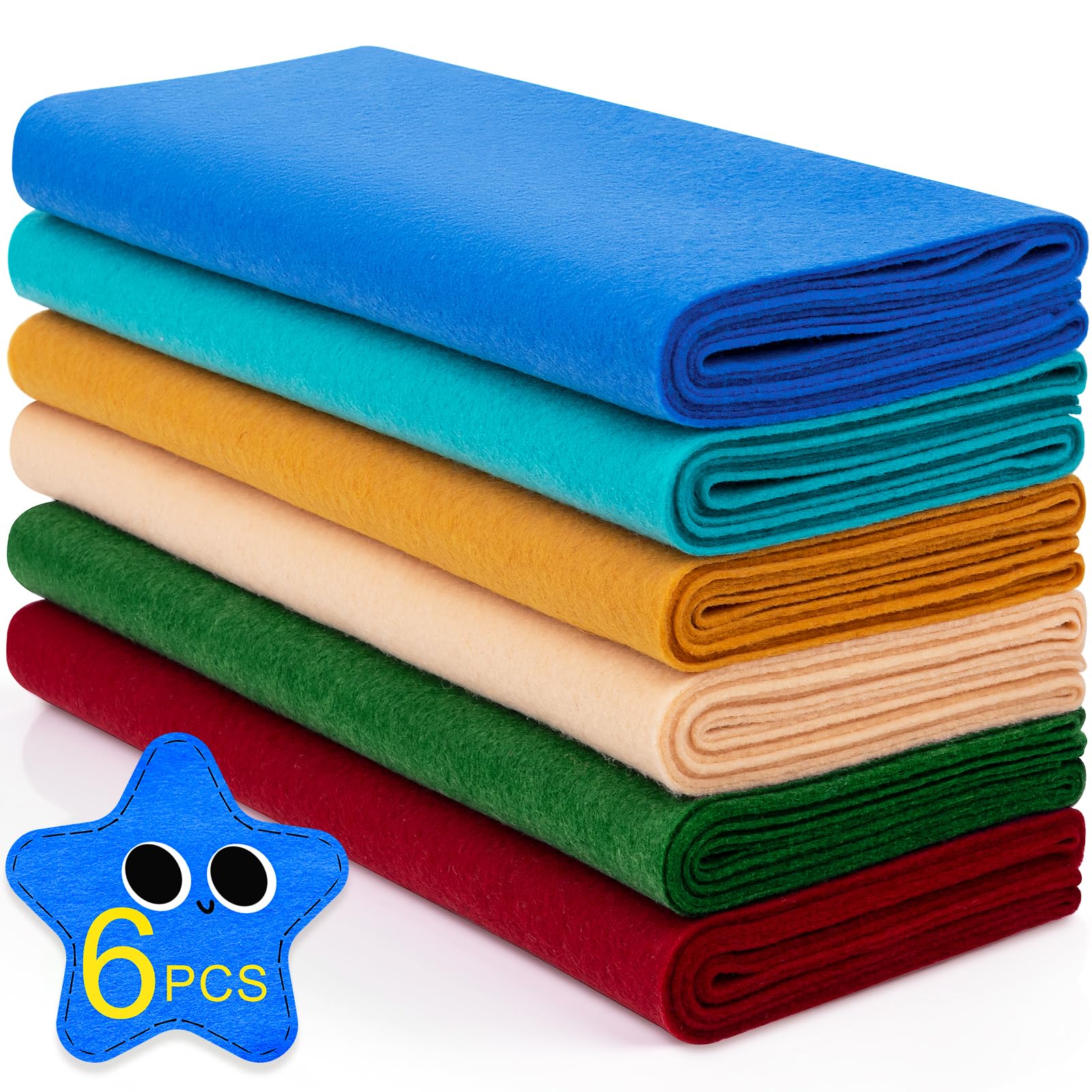 XSEINO6 Rolls 12"x35" 1.4mm Thick Soft Felt Fabric Sheet 6 Assorted Matisse Series Colors Felt Pack for DIY Craft Sewing Squares Nonwoven Patchwork
