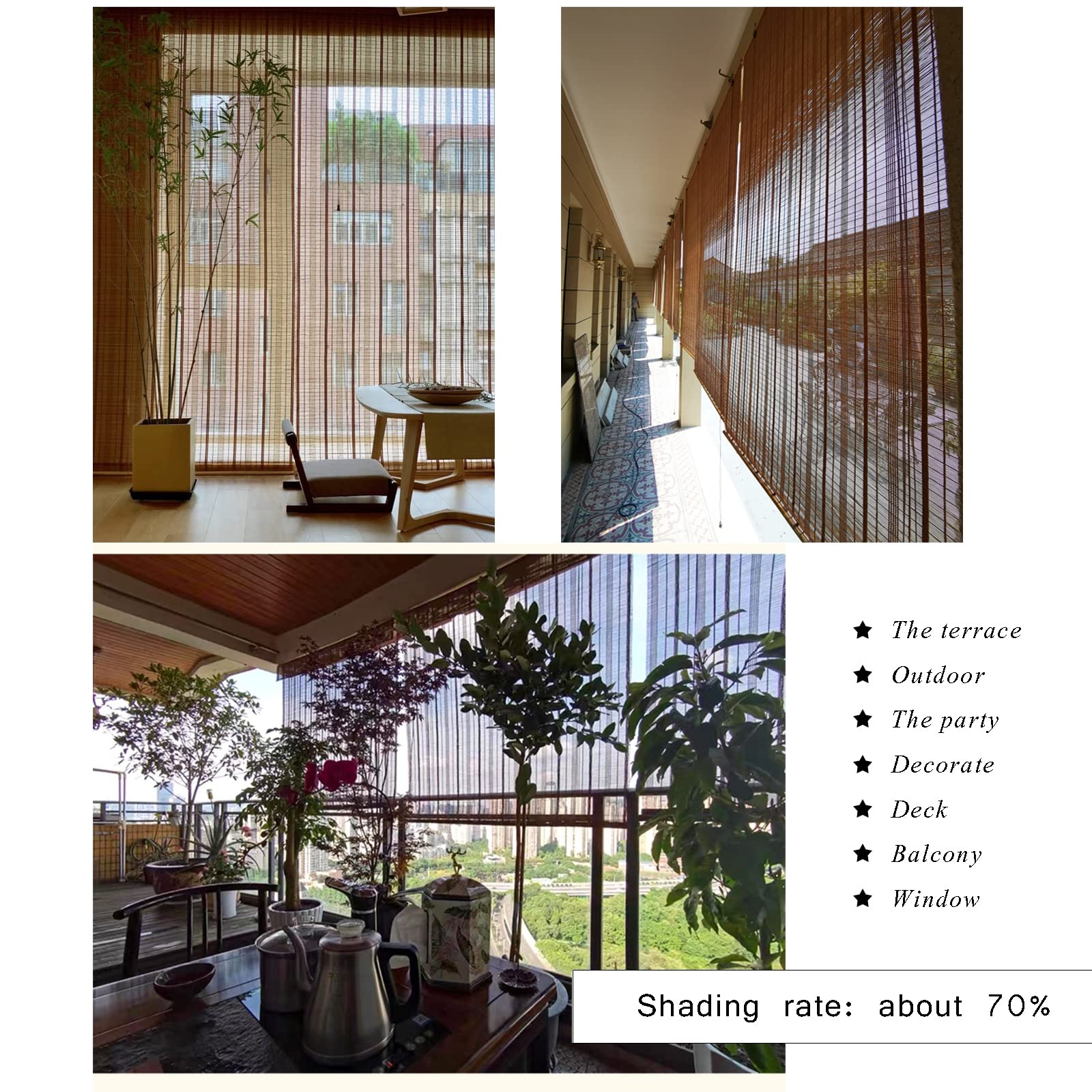 Tende in Bambu Da Esterno - Tende A Rullo Per Interni -Tapparella Avvolgibile Bamboo, Oscurante Traspirante Tenda - Per Giardino Balcone Porta Finestra,W50xH150cm/W19.68xH59.05in