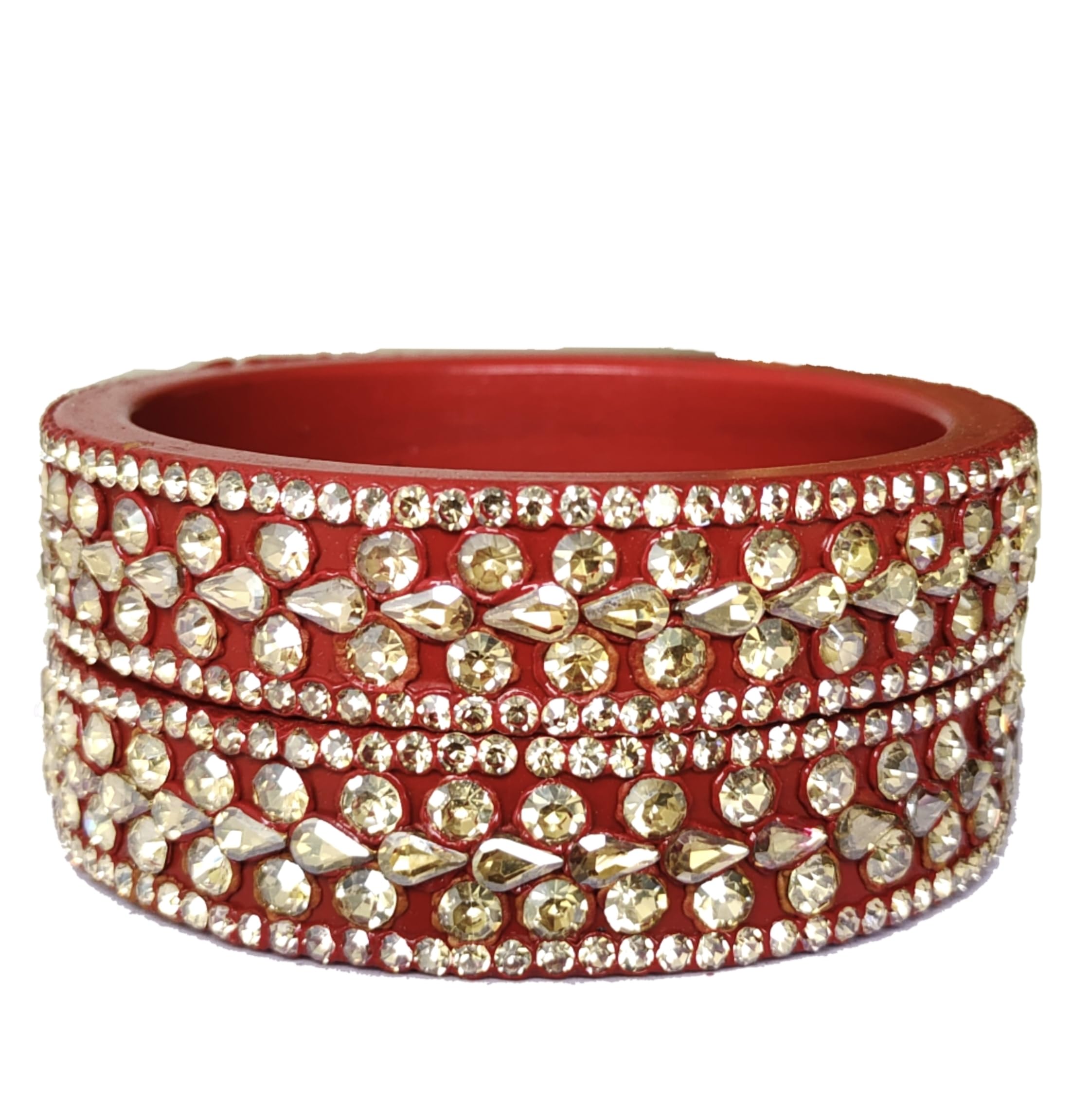 KANGANAS Lac Bangles for women Jaipuri Rajasthani Traditional Lahethi Red Lakh Kada set 231-picture-18