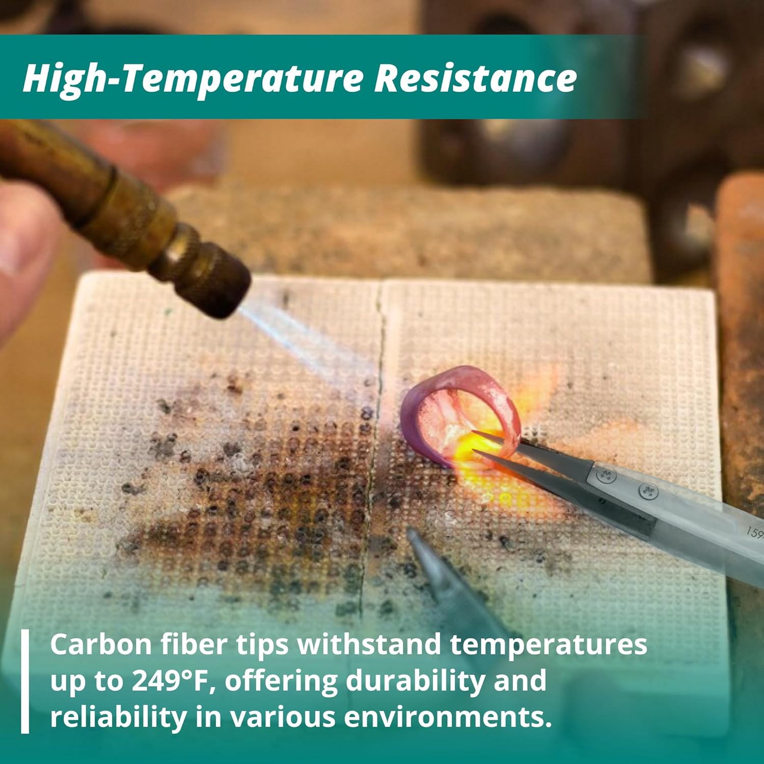 Excelta 159-RT Carbon Fiber Tip Tweezers, 0.012" x 0.011" Replaceable Straight Conductive Carbofib Tips, Neverust® Anti-Magnetic Stainless Steel, 5" Long, Made in Italy, Professional