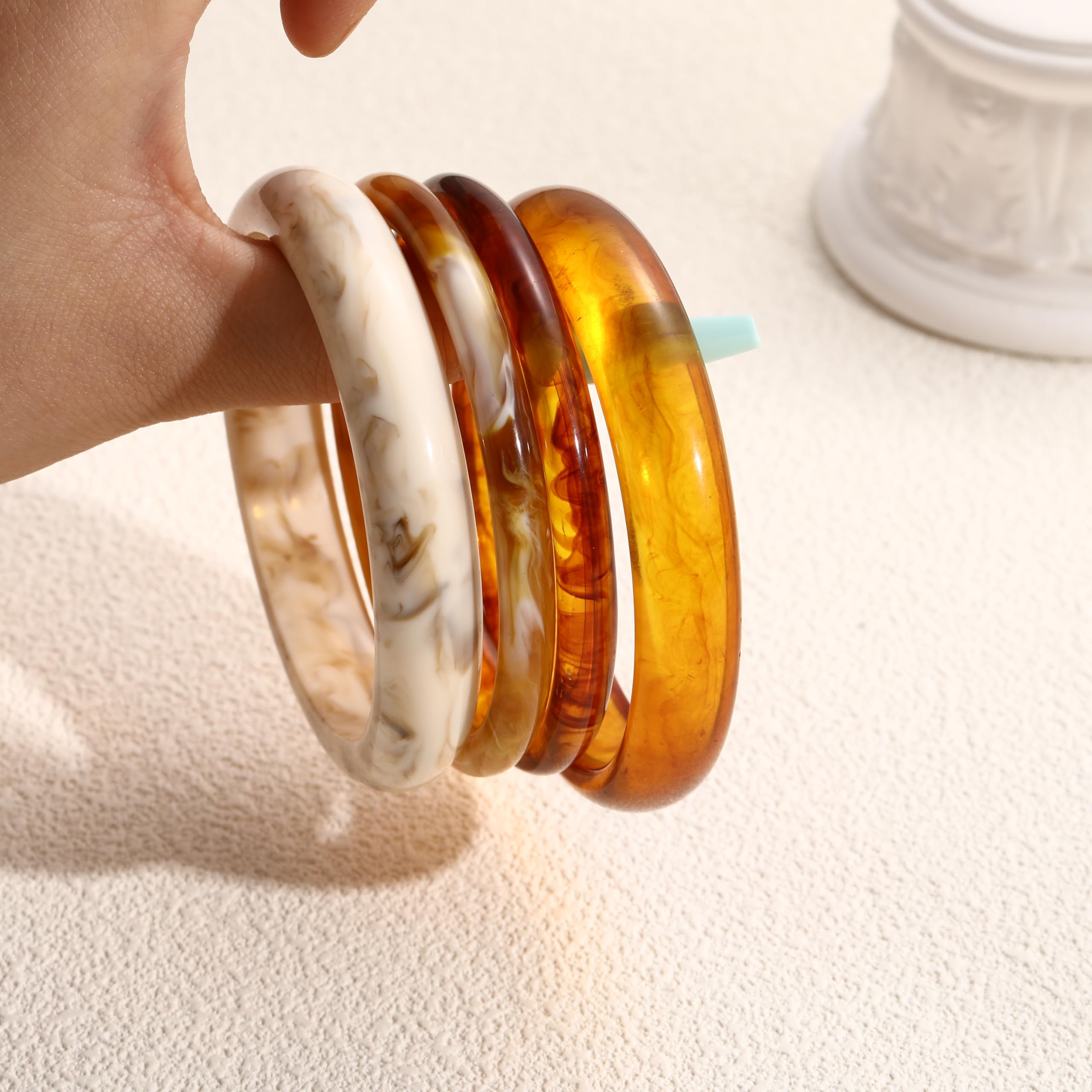 ÌF ME Acrylic Bangles Bracelets for Women, Irregular Acrylic Resin Chunky Bracelets Geometric Fashions Thick Statement bangle Set view 3