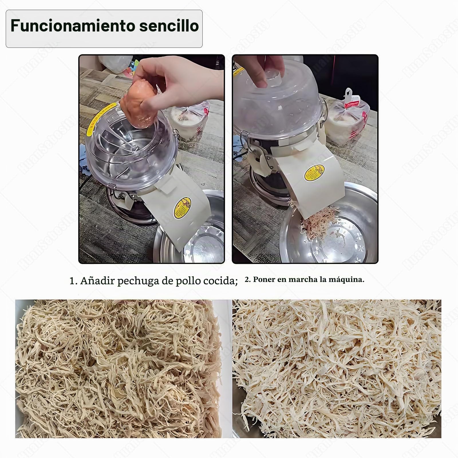 Desmenuzador De Pechuga De Pollo Eléctrico, Máquina De Desmenuzado De Carne De Pechuga De Pollo De 180w,Desgarrador Carne Eléctrico Con Hoja Acero Inoxidable Y Motor Alto