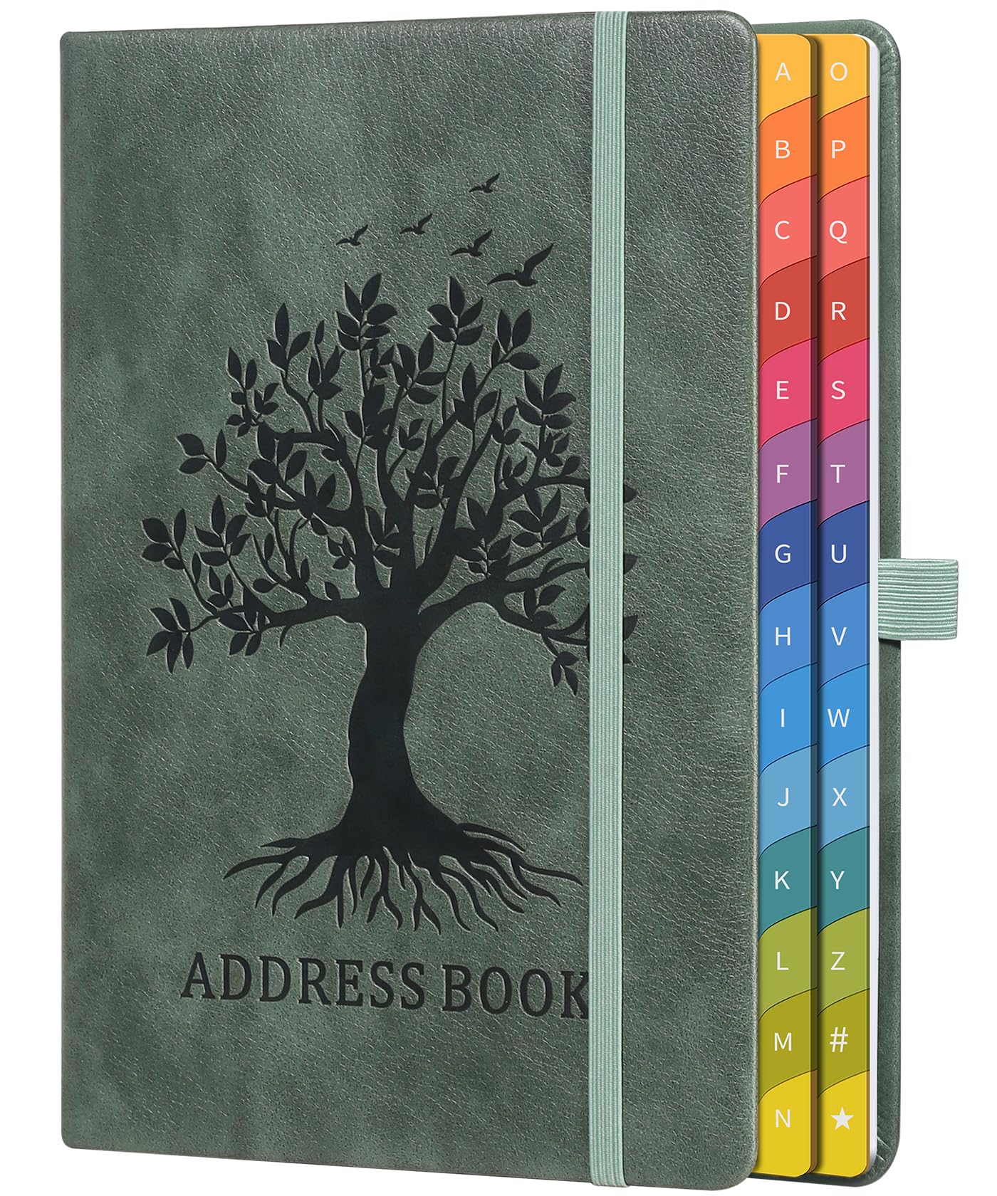 Address Book with Colorful Alphabetical Tabs (8.4" x 5.8") - Hardcover Telephone and Contact Organizer, with Space for Important Website Passwords and