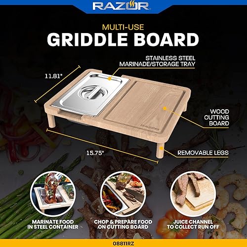 Miniatura 2 de RAZOR 08811RZ Tabla de cortar multiusos con almacenamiento de alimentos cubierto, marrón, 08811RZ