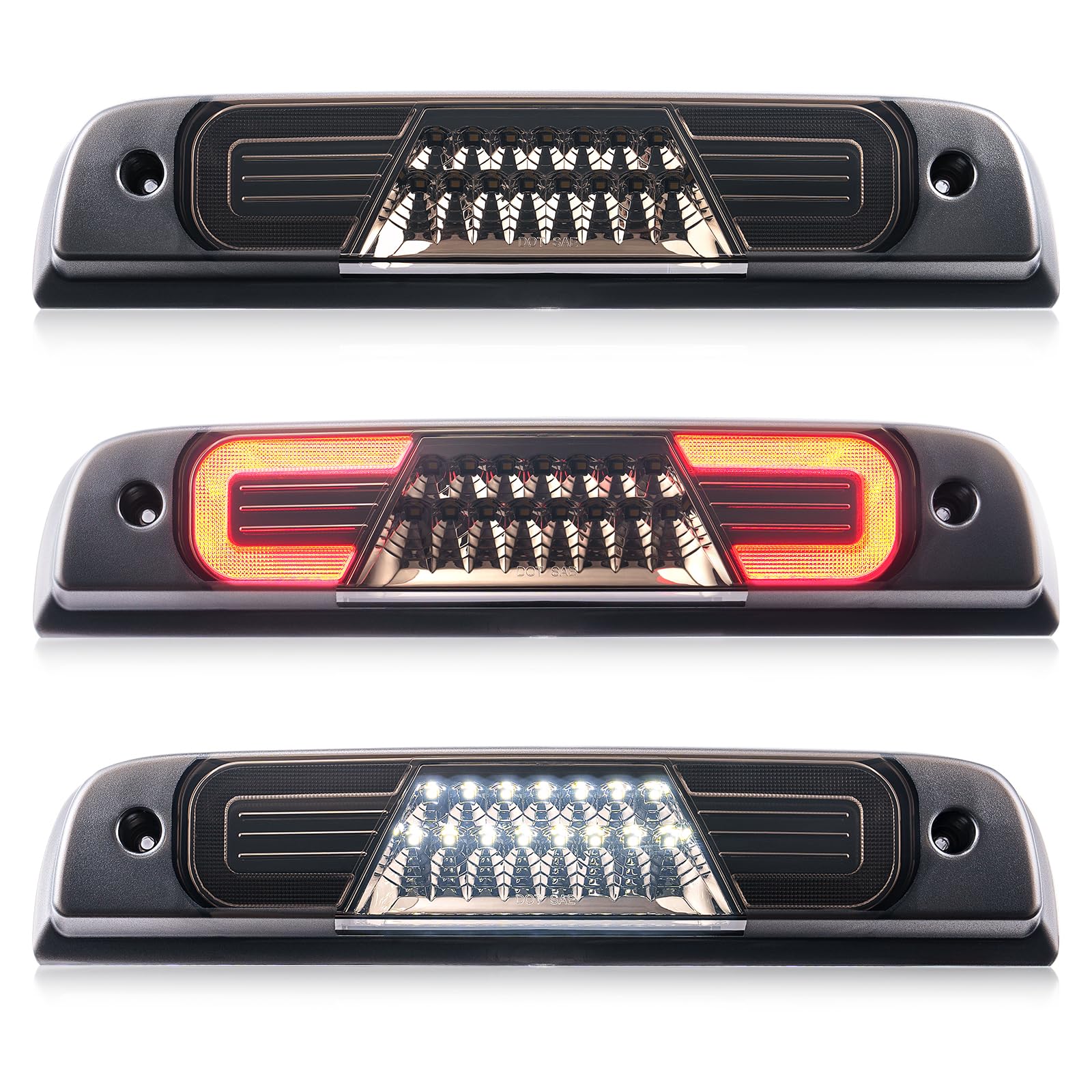 LUDARM Smoke Lens LED 3rd Brake Light Compatible with Silverado Sierra 1500 2014-2018/2500HD 3500HD 2015-2019 Silverado 1500LD/Sierra1500 Limited 2019 Third Brake Cargo Lamp sassembly