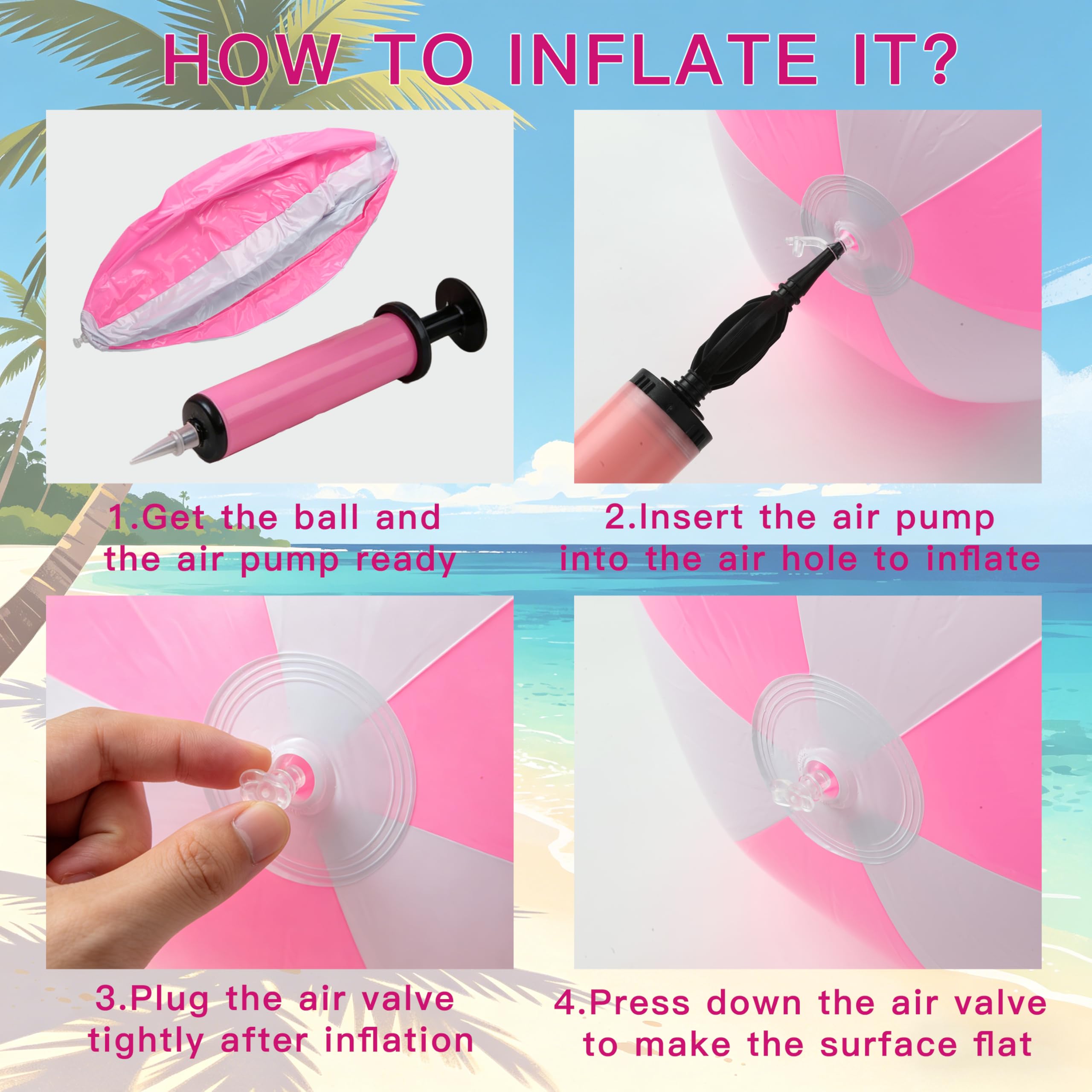 40,6 cm große Strandbälle, rosa und weiß, aufblasbare Strandbälle, PVC-Poolbälle für Erwachsene, Schwimmbälle, für Luau, Sommer, Wasserspiel, Zubehör, Geburtstag, Hochzeit, Partygeschenke