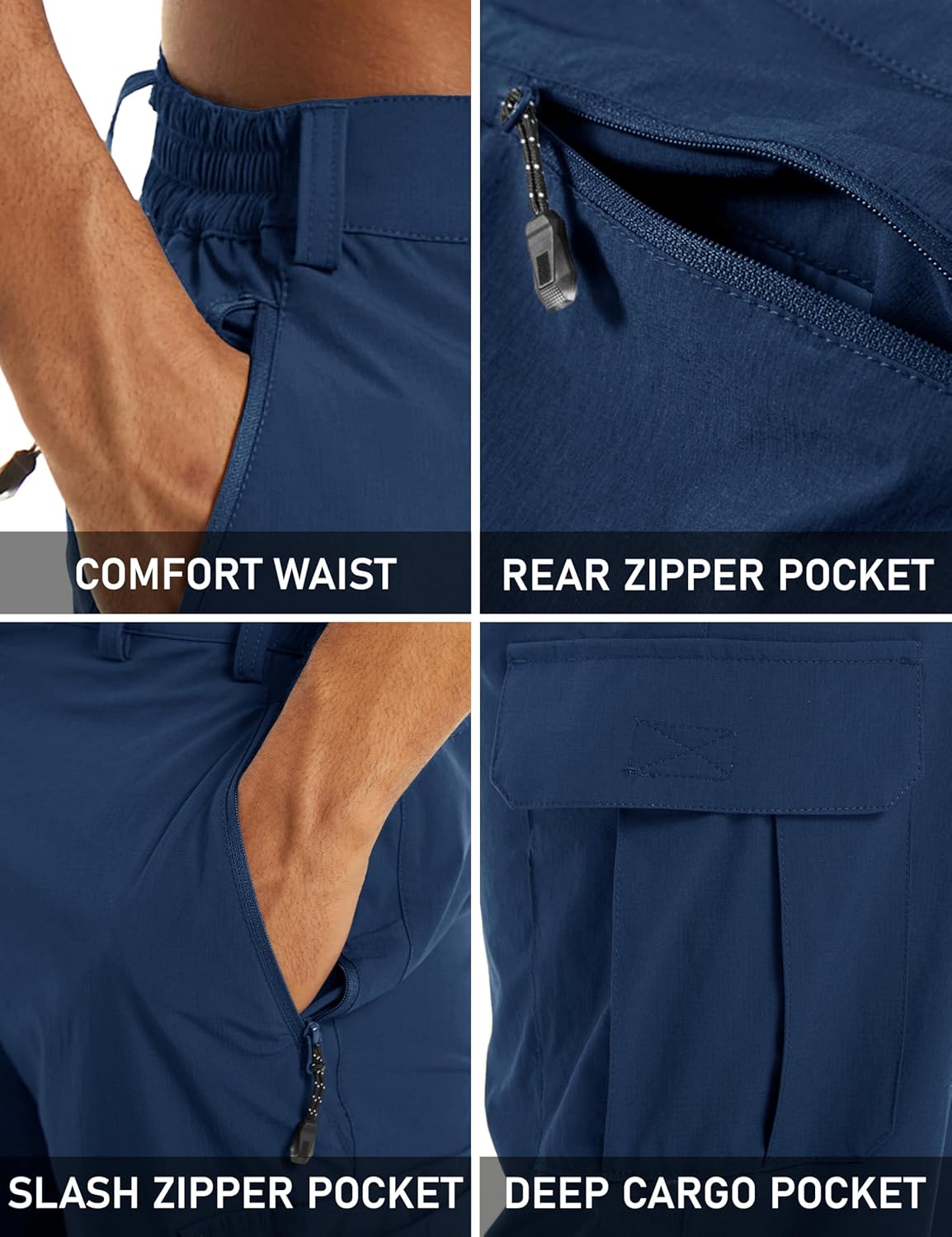 MAGCOMSEN Men's Workout Gym Shorts Quick Dry 3/4 Capri Pants Zipper Pockets Hiking Athletic Running Shorts - Image 6