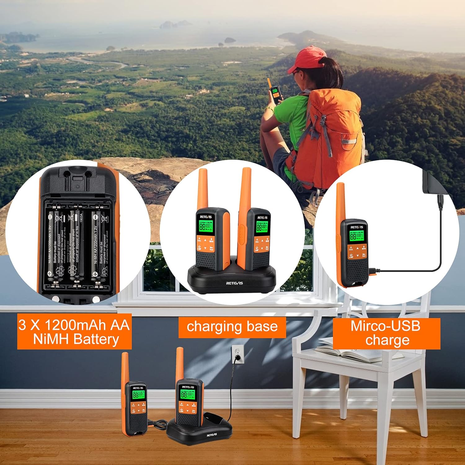 🛒 Crаzу Dеаlѕ Retevis RT49 Walkie Talkie Adult Rechargeable,IP65 Water Resistant Two Way Radio Long Range,NOAA Weather Alert AA Battery Flashlight,2 Way Radio for Outdoor Cruise Camping(4 Pack)