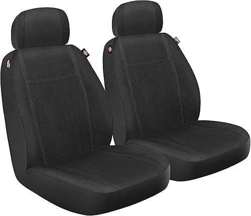 DICKIES Fundas de asiento Petersen de 3 piezas, fundas de asiento de cuero vegano para automóviles, camiones, SUV, color negro