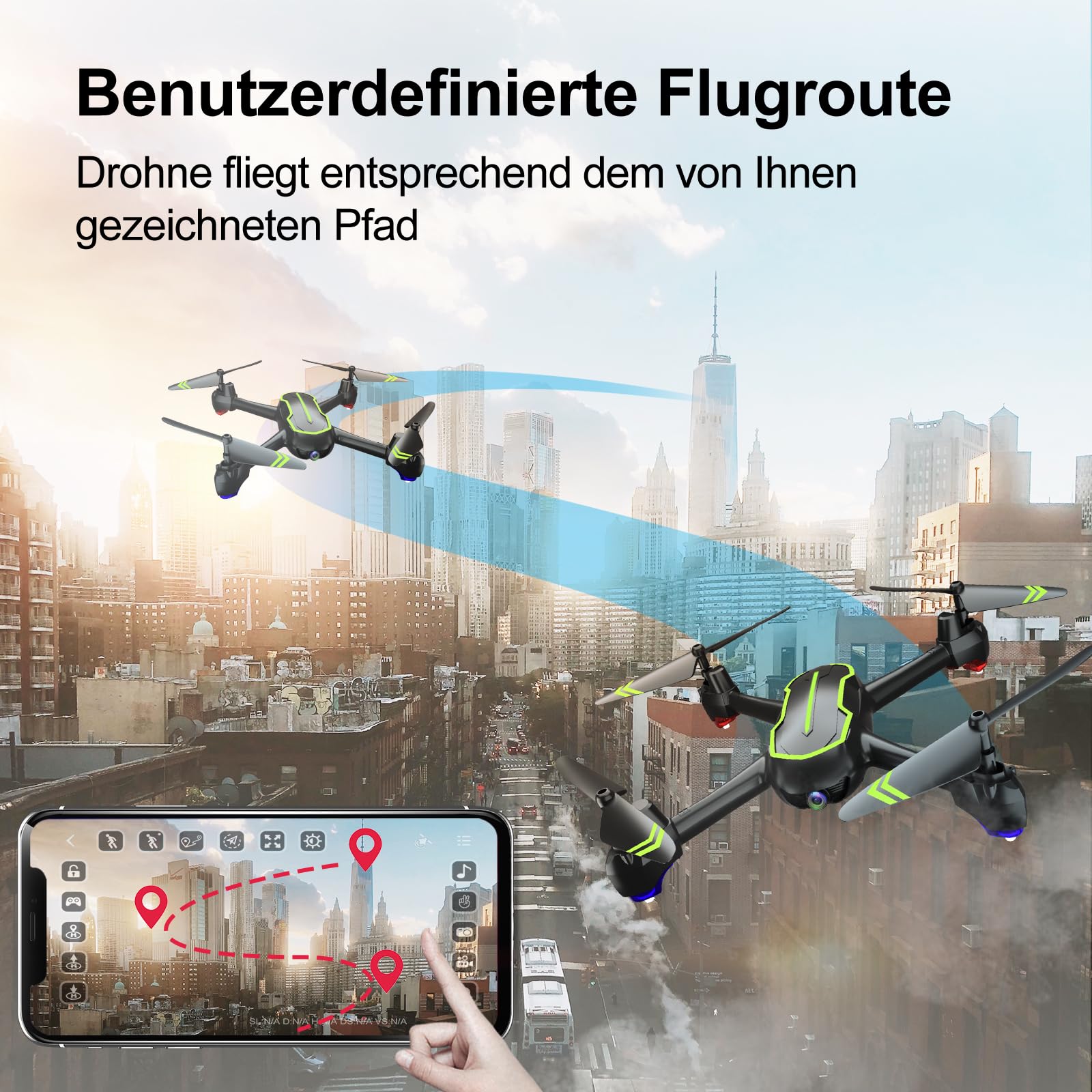 Loolinn | Drohne GPS - Drohne mit Kamera HD 1080p für Kinder über 12 Jahre, RC Quadrocopter Drohnen/GPS Automatisch Rückkehr / 32 Min Flugzeit / 2 Akkus