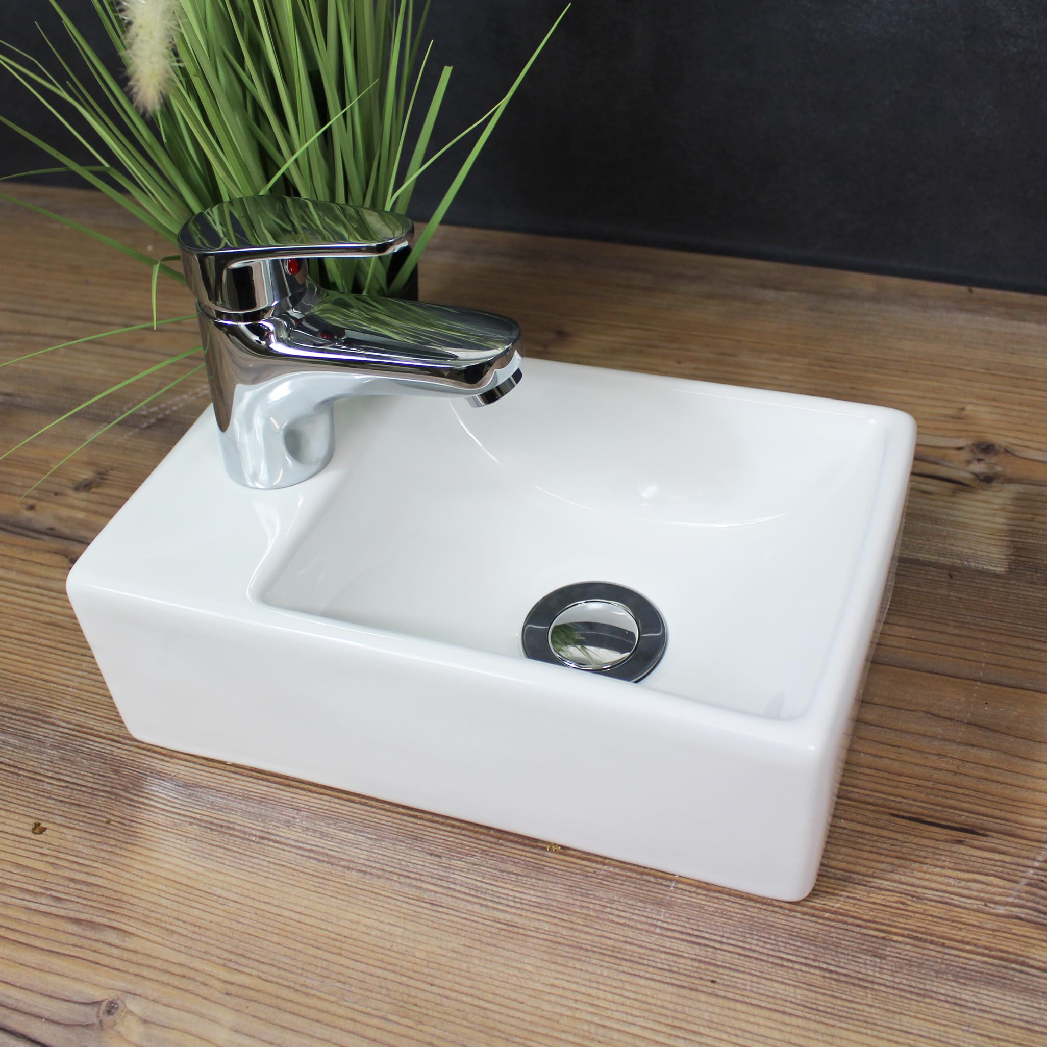 Umywalka WC dla gości 29,5 x 18,5 cm umywalka wisząca umywalka nablatowa ceramiczna biała
