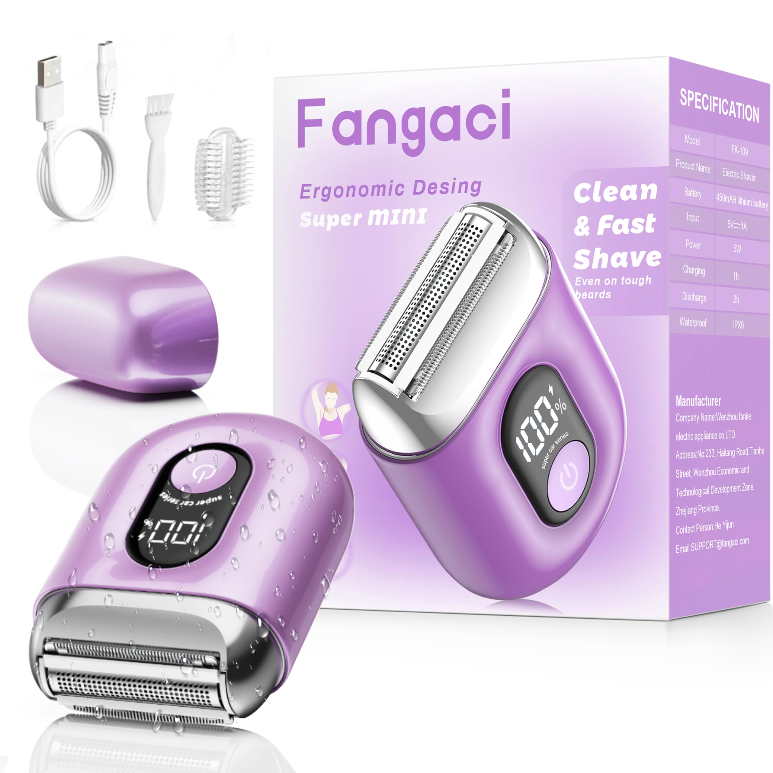 Cordless Electric Shaver for Women Mini Electric Razors with LED Display - Rechargeable Bikini Trimmer - IPX7 Waterproof