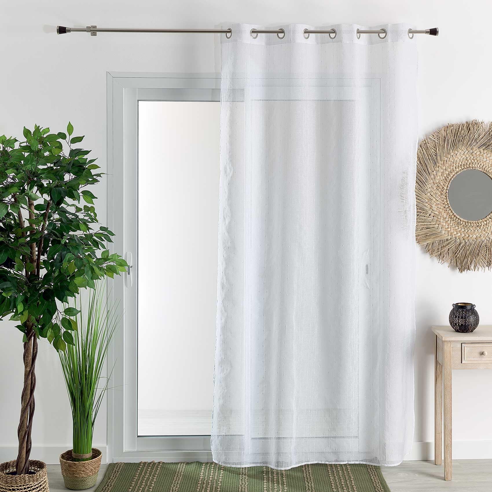 HomeMaison.com Muslin Net Curtain – Blackout Net Curtain – White – Net Curtain 140 x 280 cm