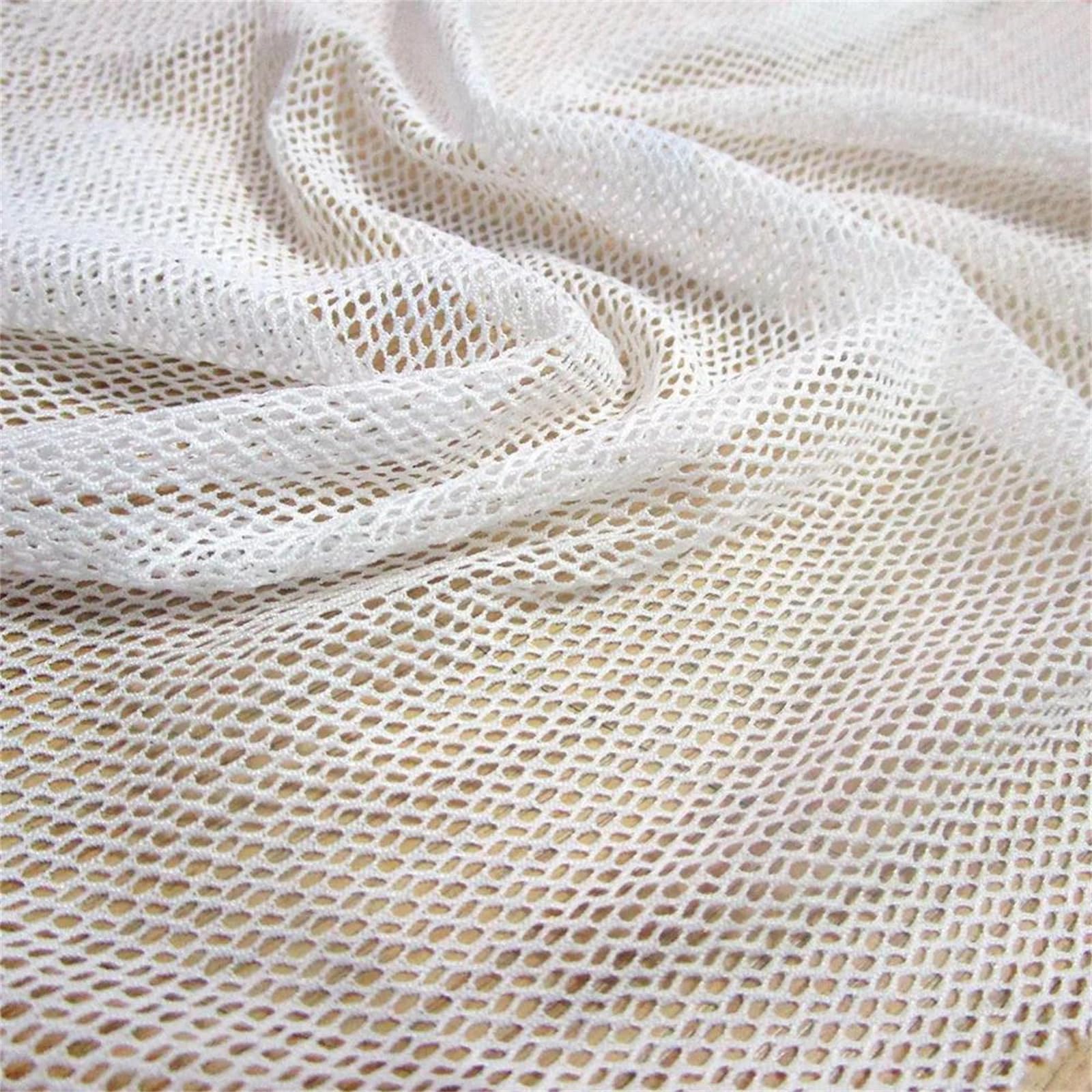 Tessuto di Pizzo Cavo Elasticizzato con Foro Piccolo 90 cm * 145 cm Maglia di Poliestere Morbida for Gilet di Lingerie e progetti di Cucito di Abiti(White,90cmx145cm)