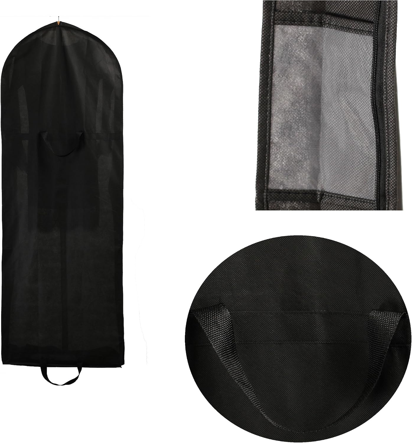 TUKA Breathable Garment Cover Bag 60" Long with Zip, Two Pockets, for Dresses Evening Dresses, Suits, Coats, Jackets - Image 3