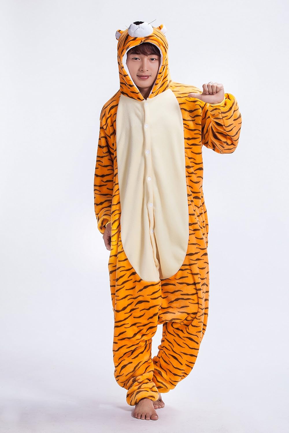 JJEUWE Adult Tiger Suit Pajamas Kigurumi Hoodie Jumpsuit Playsuit Large