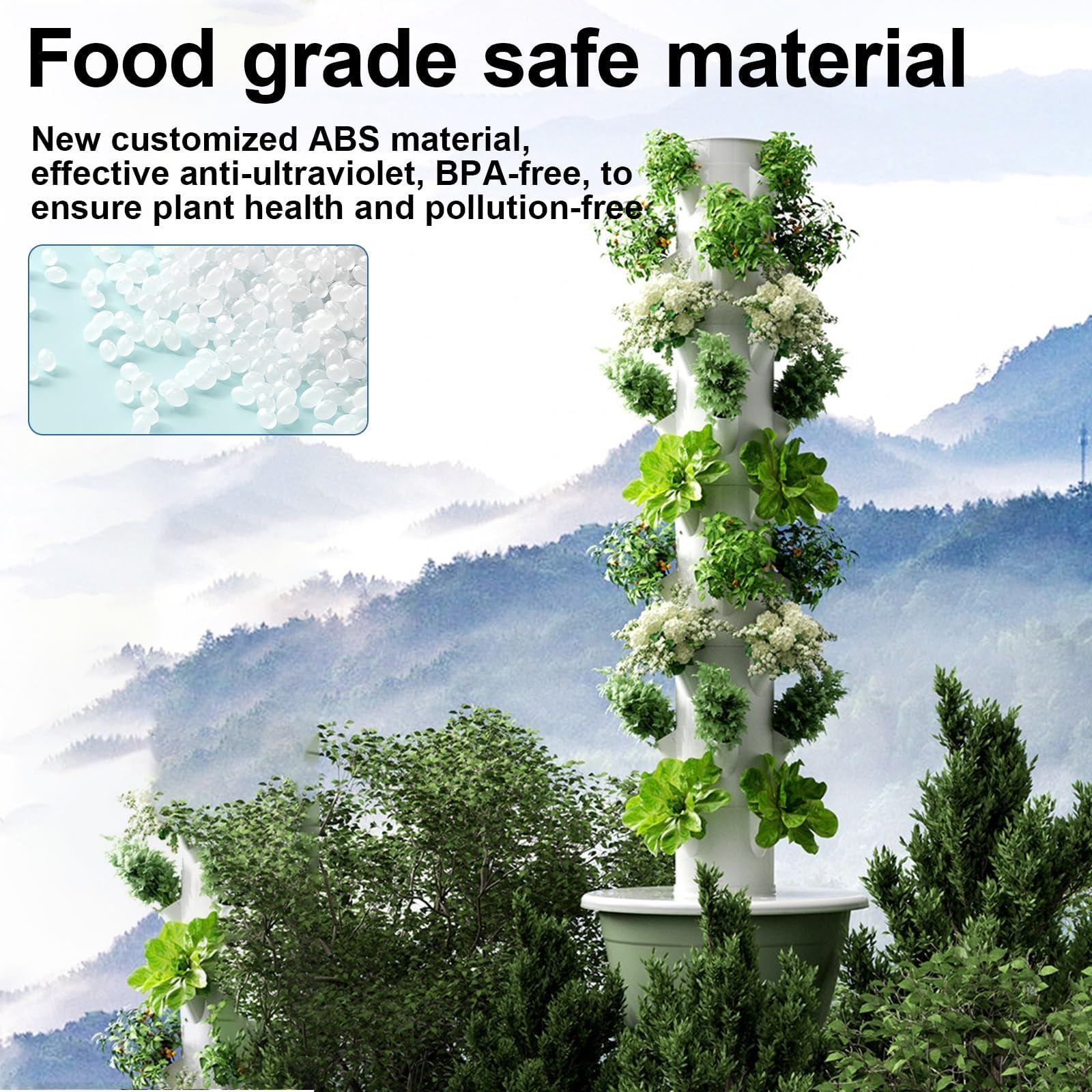 Torre Cultivo HidropóNico, Cultivo HidropóNico para JardíN, Macetero Vertical para Interior, Kit JardíN Inteligente con Bomba HidratacióN para Fresas, Tomates, Lechuga Y Hierbas,7 Layers