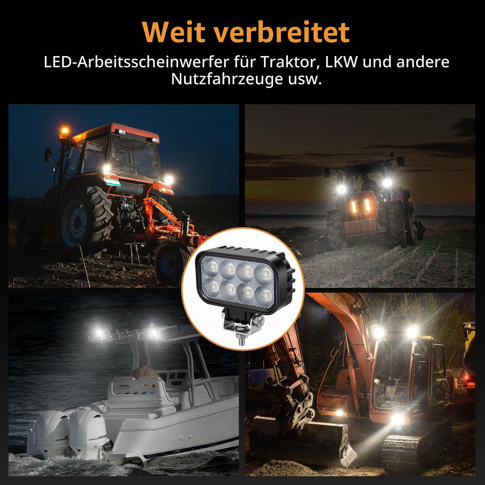 LED Arbeitsscheinwerfer 12V/24V, LED Scheinwerfer Traktor, 4 Stück | 2200LM 25W, IP67 wasserdicht, Rückfahrscheinwerfer LED, 5700K, Zusatzscheinwerfer für Traktor, LKW, Offroad
