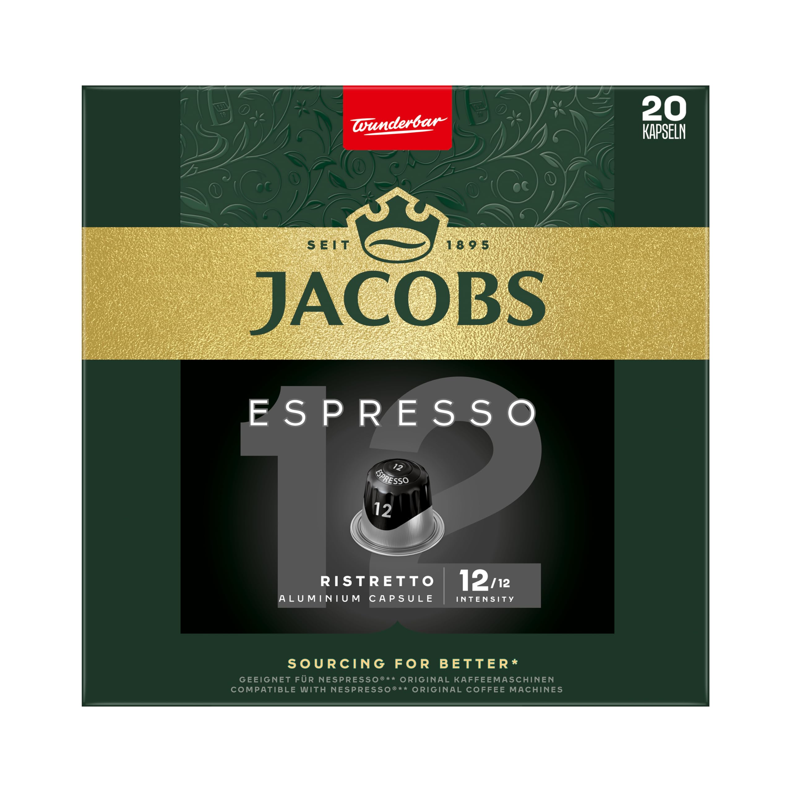 Jacobs Kaffeekapseln Vielfaltsbox, 8 Sorten, 6 x 20 + 2 x 18 Getränke, Nespresso* kompatible Kaffee Kapseln, 156 Kapseln