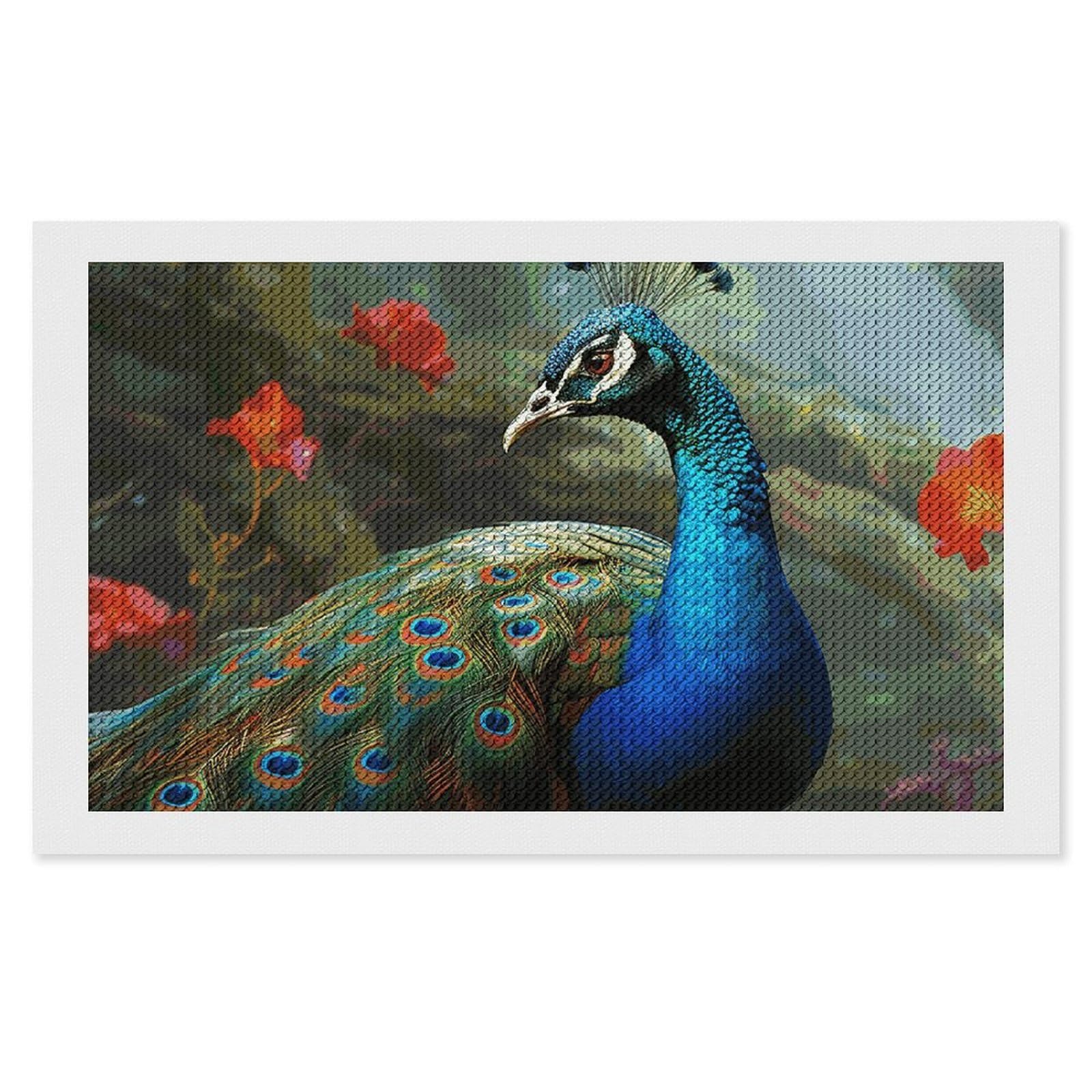 NONHAI Diamond Painting Kits for Adults - DIY Diamond Art Kits for Beginners - Full 5D Paint Drill Diamond Dots Paintings- Colorful Peacock Diamonds Pictures Gem Art and Craft Wall Decor 12"x20"