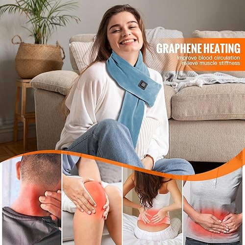 Miniatura 7 de Girasol Bufanda térmica para el cuello para aliviar el dolor de cuello, almohadilla térmica de cuello con banco de energía de 5000 mAh, soporte