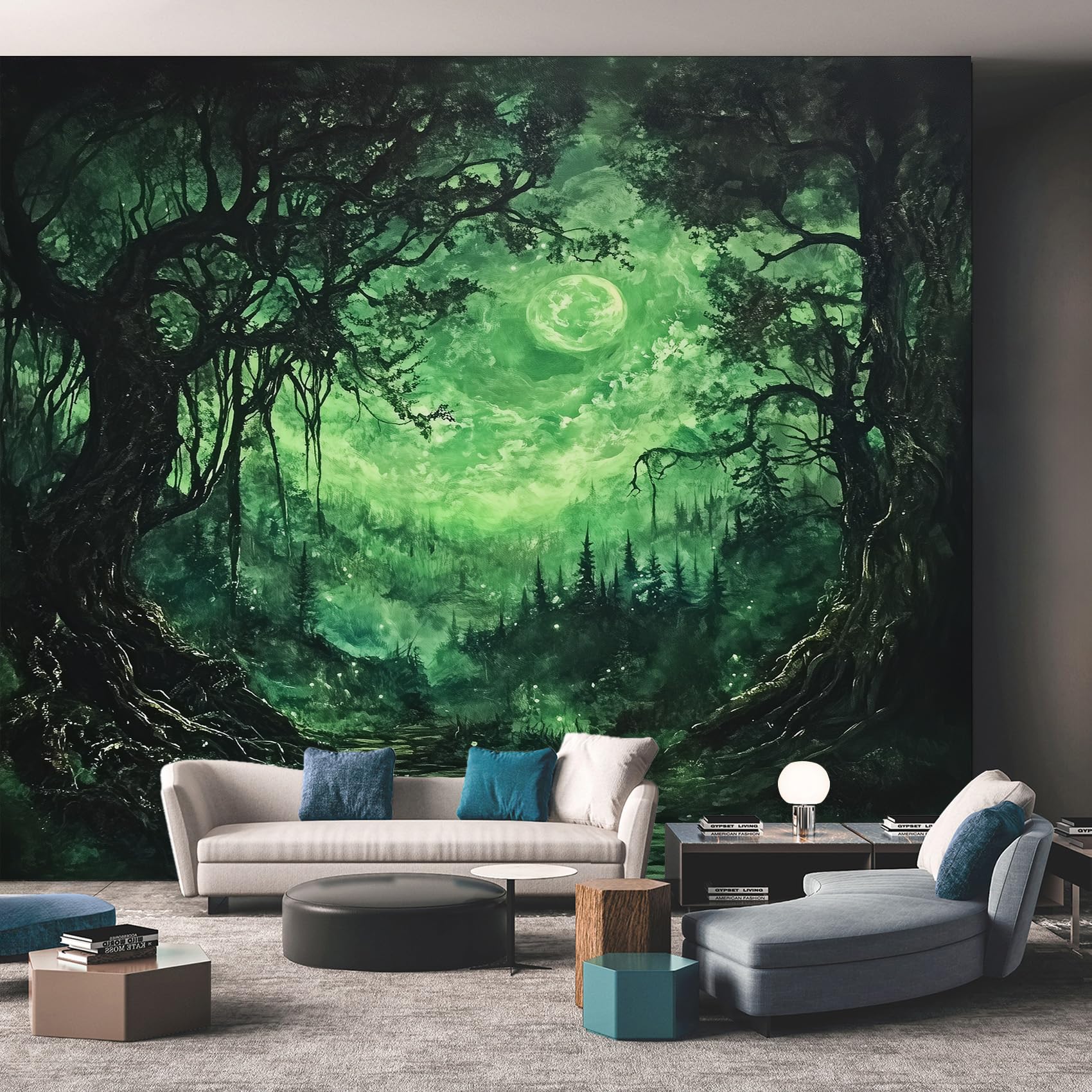Forest Wallpaper - Mystical Green Tree Fantasy Landscape Wall Mural - Wall Murals for Living Room Bedroom - Photo Wallpaper & Home Decor Art - 150 x 105 cm F435