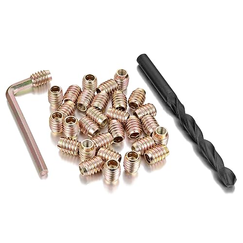Miniatura 3 de PGMJ 80 piezas de insertos de tuerca empotrada M6, perno de madera, tuerca sin cabeza, conector de cierre roscado para muebles de madera (M6 x