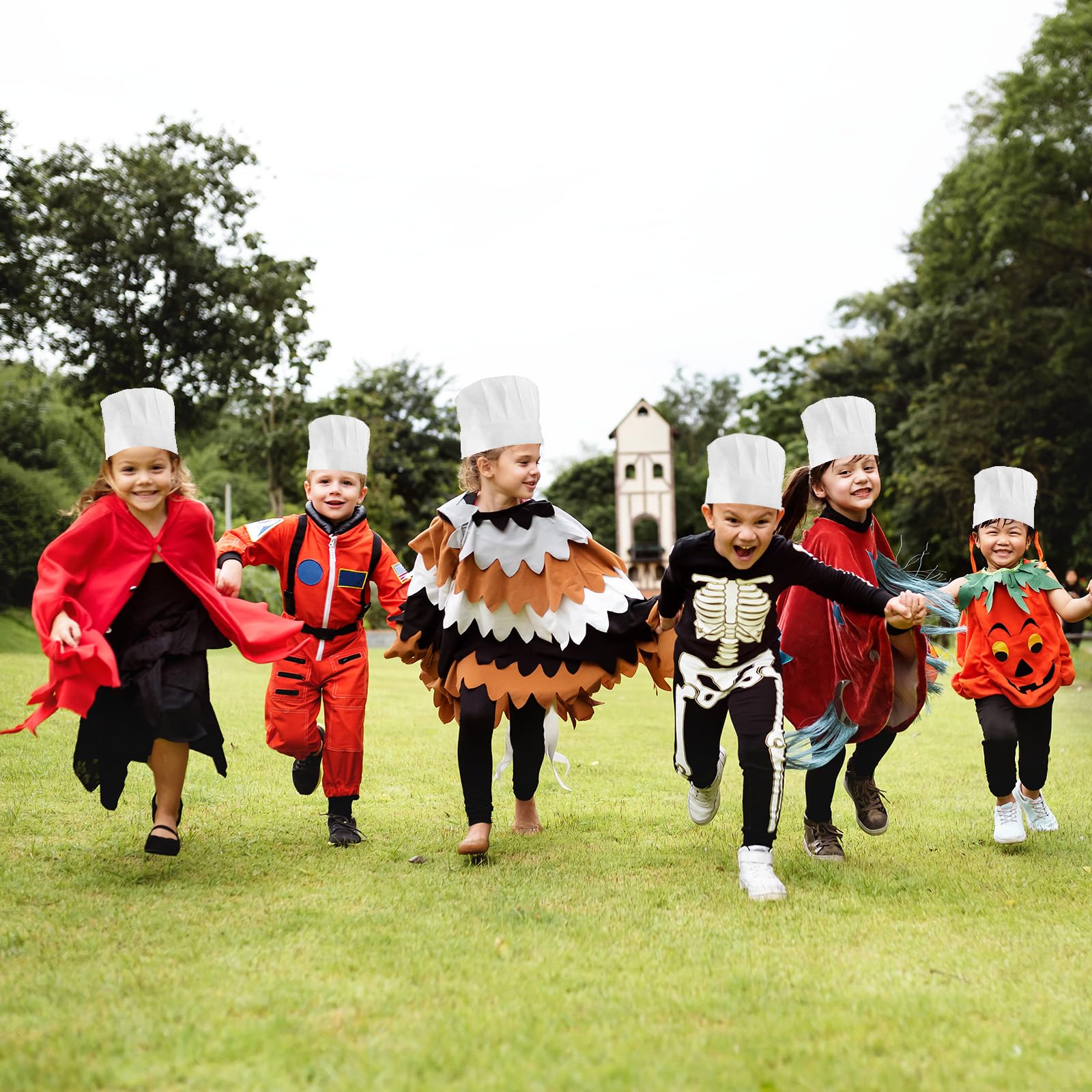Yolev 25 Stück Kochmütze Kinder Kochmütze Weiß Bäckermütze Vliesstoff Kochmütze Küchenuniform Hut Party Kochen Backzubehör
