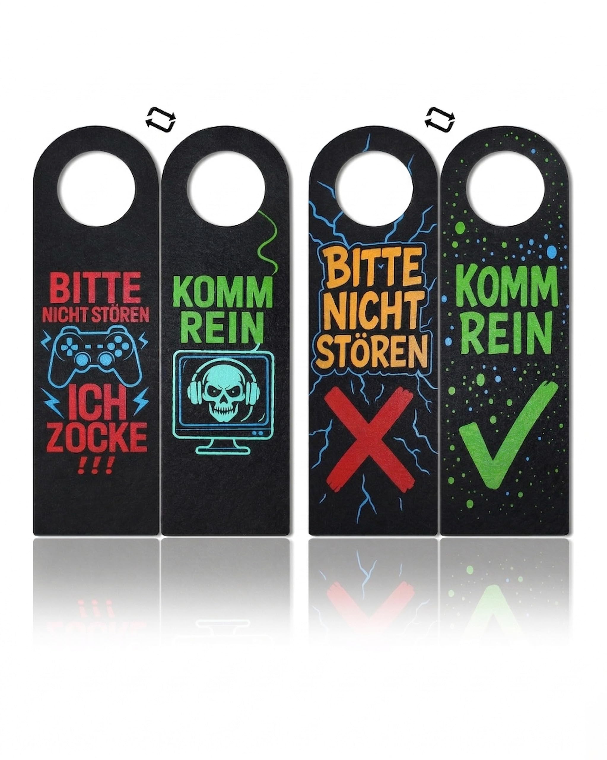Bitte Nicht Stören Schild für Gamer Jungen, 2er Set Türhänger aus Filz, doppelseitig mit Komm Rein, 27 x 8 cm, 4 mm dick, Jugendzimmer Deko, Gaming Zimmer Accessoire, Teenager Jungen Geschenk