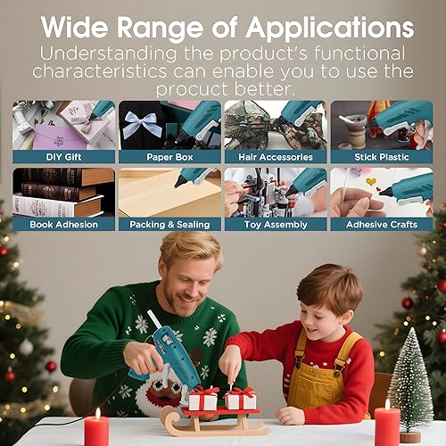 Vista 23 de Pistola de pegamento caliente inalámbrica de 20 W, pistola de pegamento con 30 barras de pegamento, pistola de precalentamiento rápido con cargador