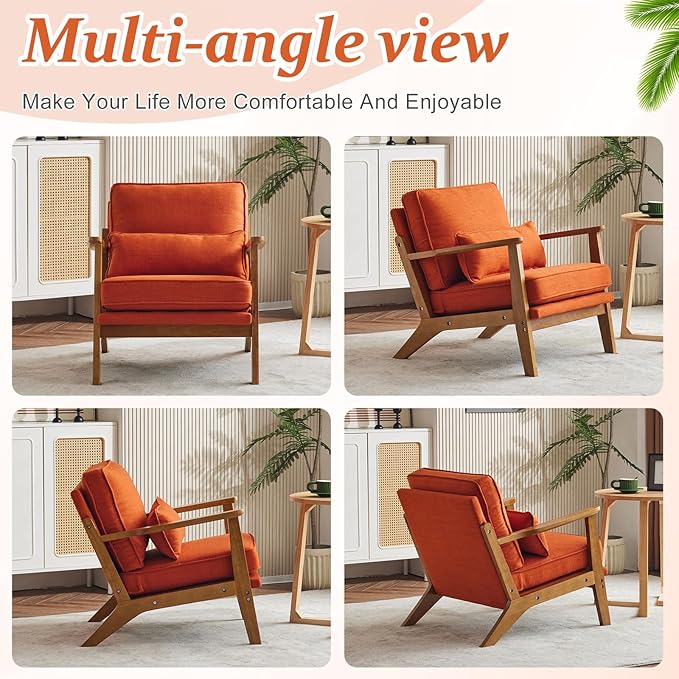 Sillón Acolchado Tela Lino Naranja 2 Unidades miniatura 8