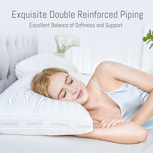 Miniatura 2 de Glaciman Juego de 2 almohadas de cama de tamaño estándar, almohadas de hotel para dormir de lado y de espalda, almohada estándar suave y esponjosa
