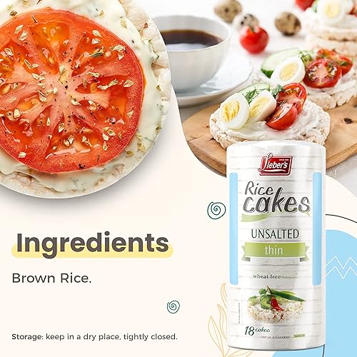 Miniatura 6 de LIEBERS Tortas de arroz, bocadillo certificado Kosher, sin lácteos, sin trigo, sin gluten y opciones veganas (paquete de 3) (sin sal)