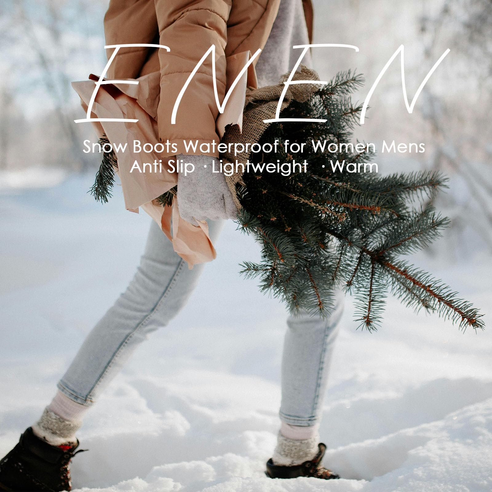 ENEN Bottes de Neige Imperméable Femme Homme 36-42, Bottes Femme Hiver Fourré Antidérapantes Semelle en Caoutchouc Chaude Confortable pour Extérieur, Randonnée