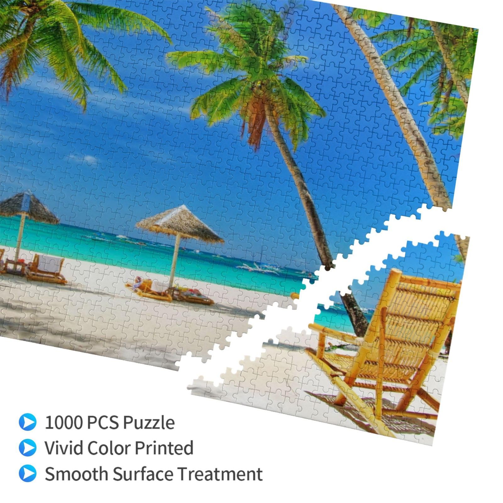 Gioco di puzzle per adulti, puzzle impegnativi, puzzle da 1000 pezzi, paesaggio marino con spiaggia