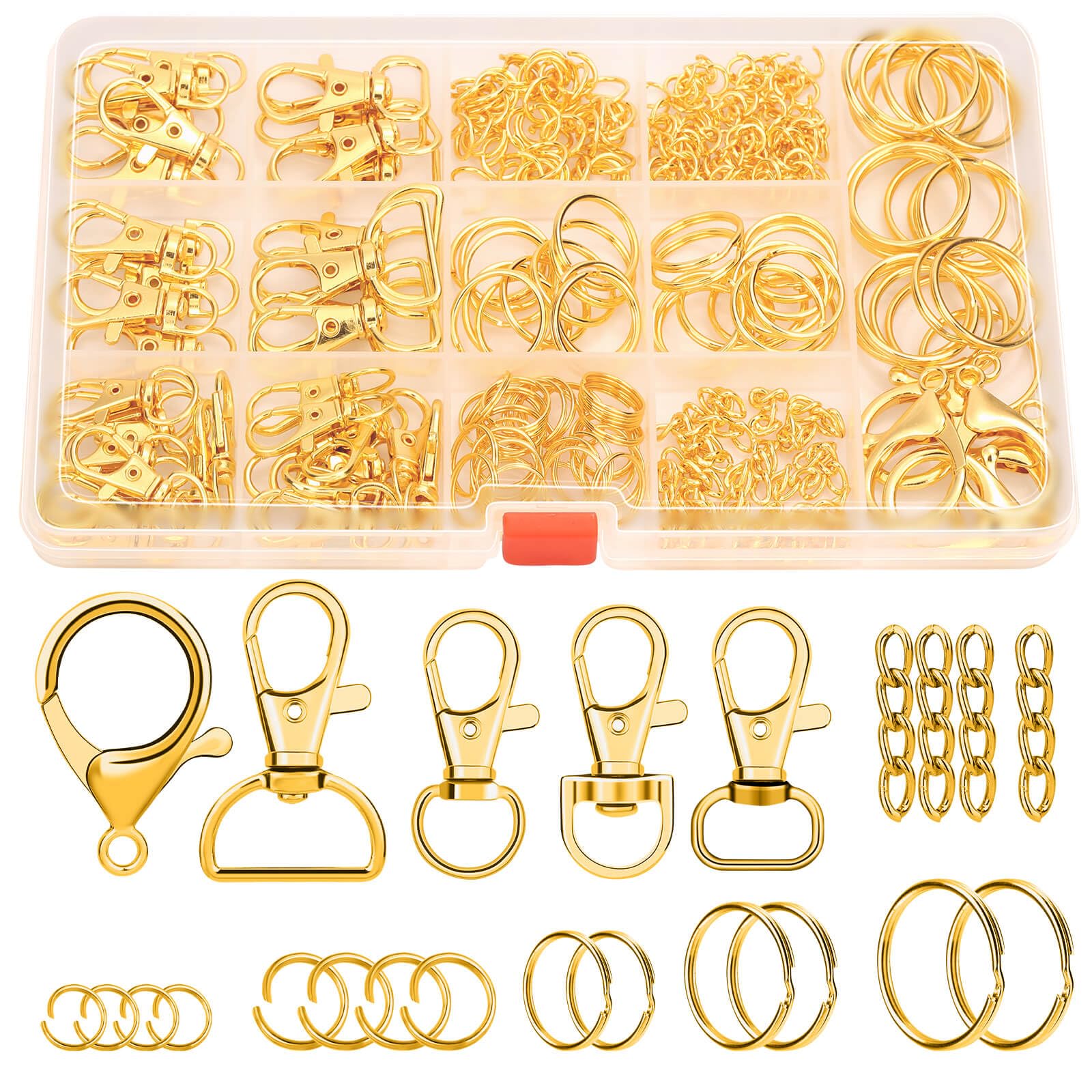 PAXCOO 300PCS Keychain Making Kit, Keychain Craft Supplies Including Key Chain Clips, Lanyard Snap Hooks, Key Rings and Jump Rings for Key Chain Making, Purse Making, Lanyard Making