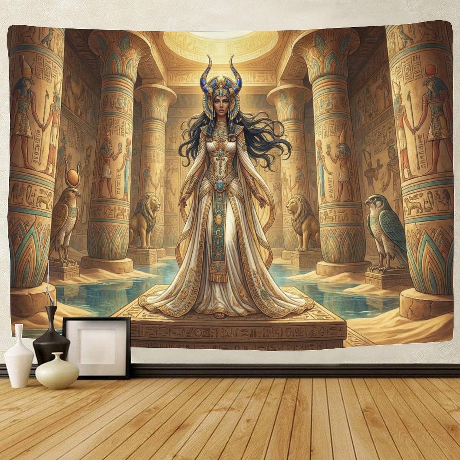 GPMNBCXZK Egyptian Isis Wall Tapestry Temple Decor 3D Printed Art for Bedroom Living Room Home 100cmx150cm