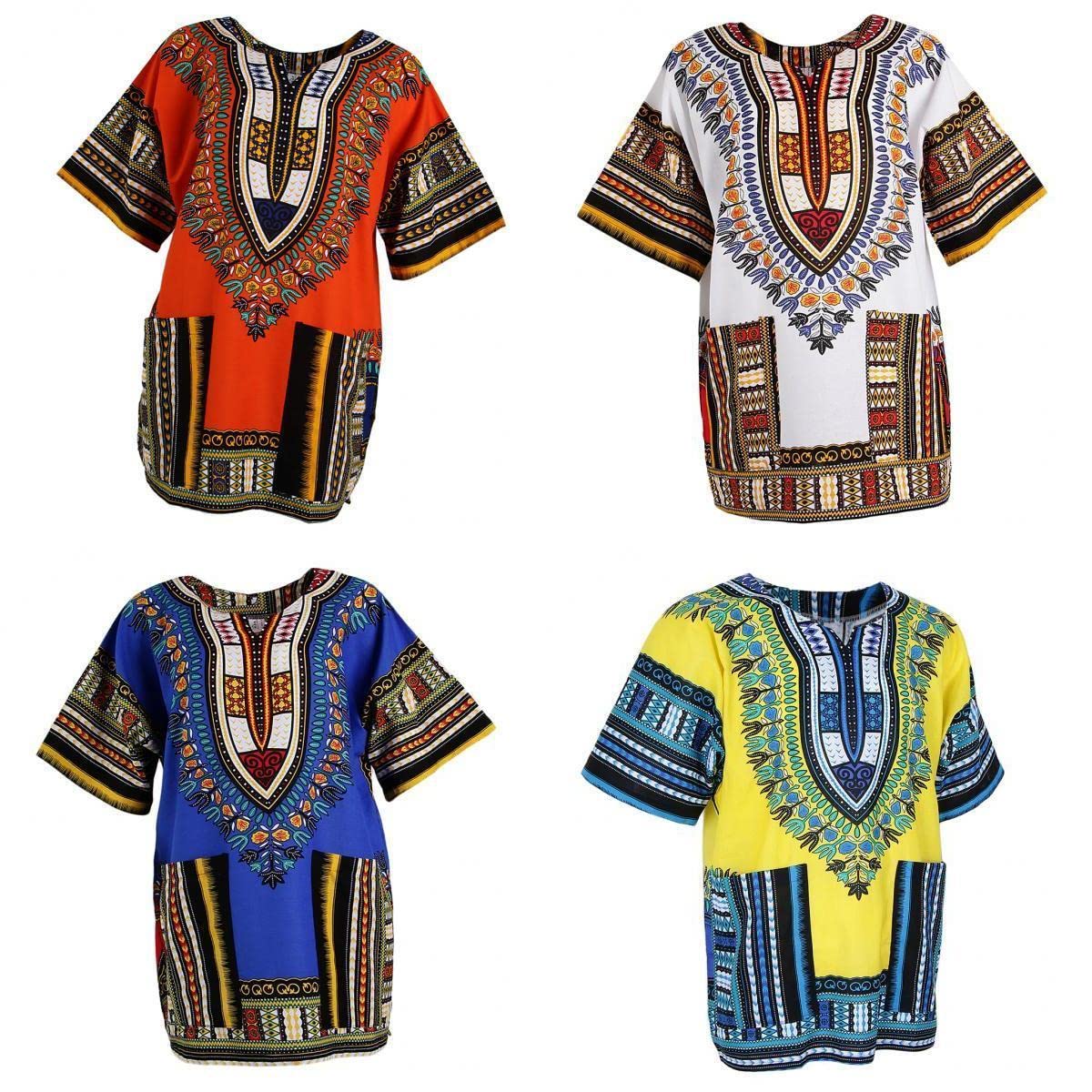 merishopp Set of 4 Unisex African Prints Dress Cotton Dashiki Shirt Ethnic Caftan| Premium | Stylish | Trendy | Fashionable-picture-32