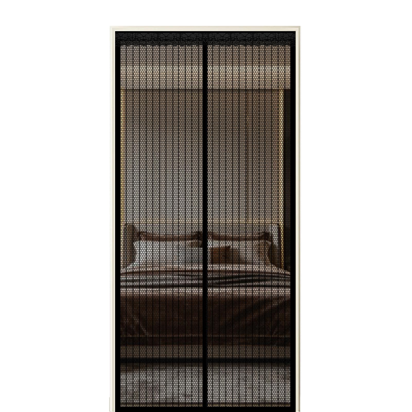 Xuehmin Black Fly Screen Door 80 X 275 Cm Self Sealing Powerful Magnets Fly Screens Doors Nets With Powerful Magnets & Full Frame Magic Tape Suitable For Patio Doors Balcony Bedroom,