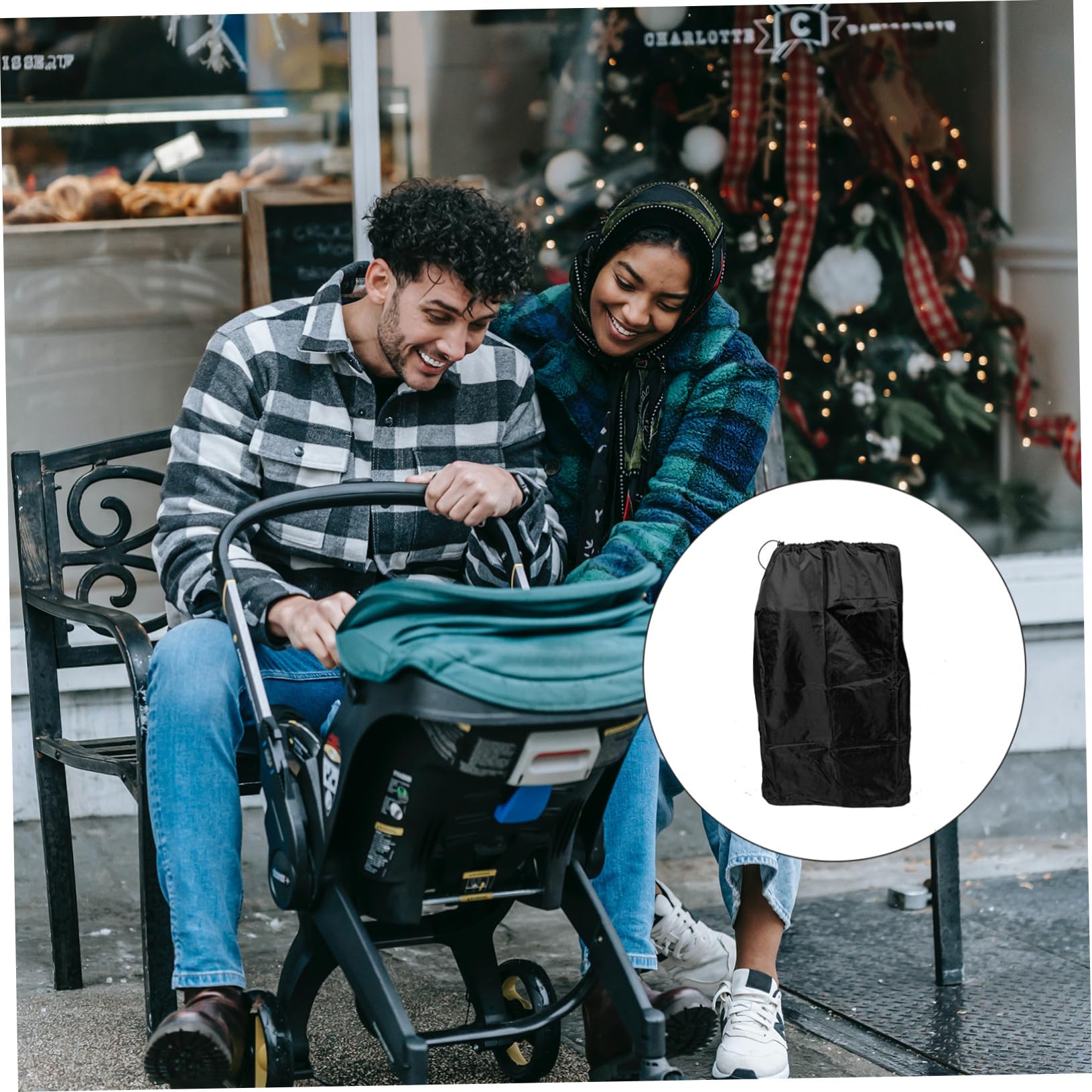 Levemolo Borsa da Viaggio per Passeggino, Organizer Leggero per Aereo | Nylon Nero, Due Tracolle e Chiusura Coulisse Bloccabile, per Tragitti Lunghi e Custodia Sicura
