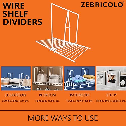 Miniatura 6 de Separadores de estantes, crean un 40% más de espacio en el armario, juego de 8, separadores de estantes de alambre de 12 pulgadas, organizadores de