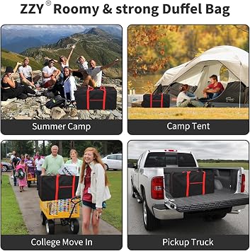 Extra Large Duffle Bag 110L Travel Duffle Lightweight Luggage Bag for Camping Sport Gym Weekender (Black)