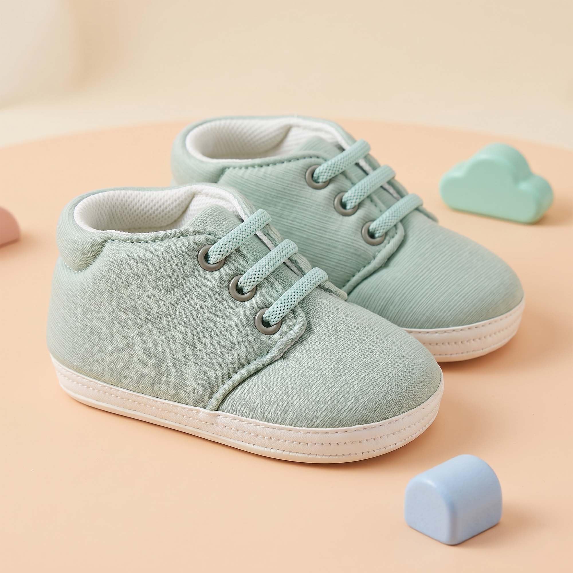 BabyMoo Striped Comfortable & Breathable Baby Unisex Booties | Cozy Fleece Infant Footwear Lace Up Sneakers Booties | Baby Boy and Girl Booties
