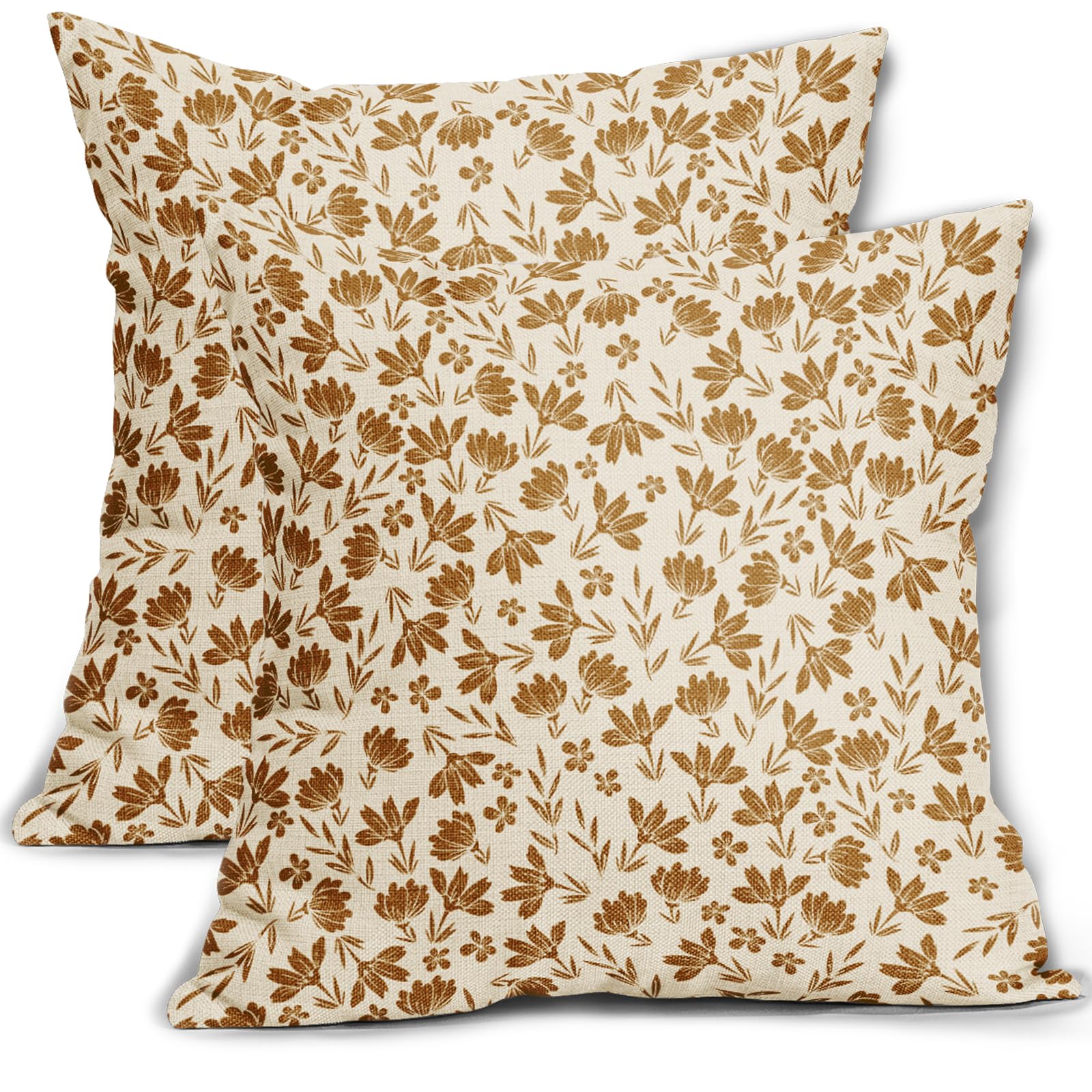 Mustard Yellow Floral Pillow Covers 20x20 Set of 2 Vintage Rustic Old Style Cute Small Flower Yellow Cream Print Decorative Outdoor Pillowcases Farmhouse Throw Cushion Case Decor for Couch Sofa Bed