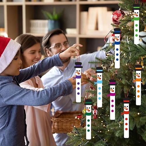 Miniatura 6 de Juego de 16 juegos de adornos de muñeco de nieve de Navidad, kit de manualidades para colgar de bricolaje de invierno para 2-8 niños pequeños